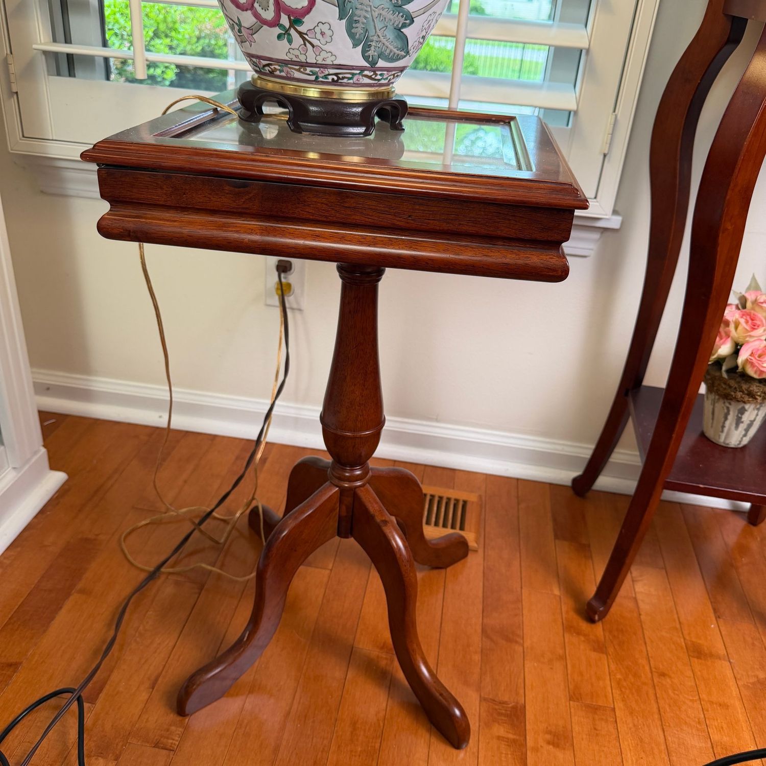 Bombay shadow box display table, 26 Bombay shadow box display table, 26"H x 14"W