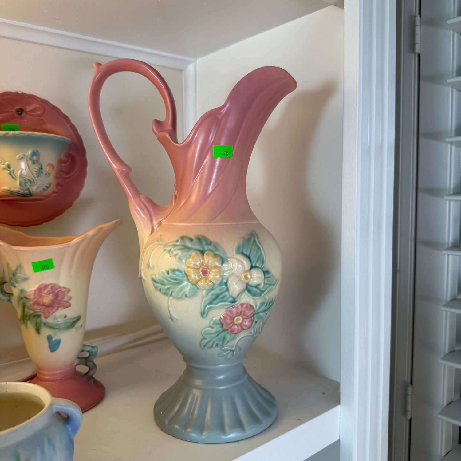Lot #278, Hull pottery wildflower ewer, tall pitcher, 13 1/2"