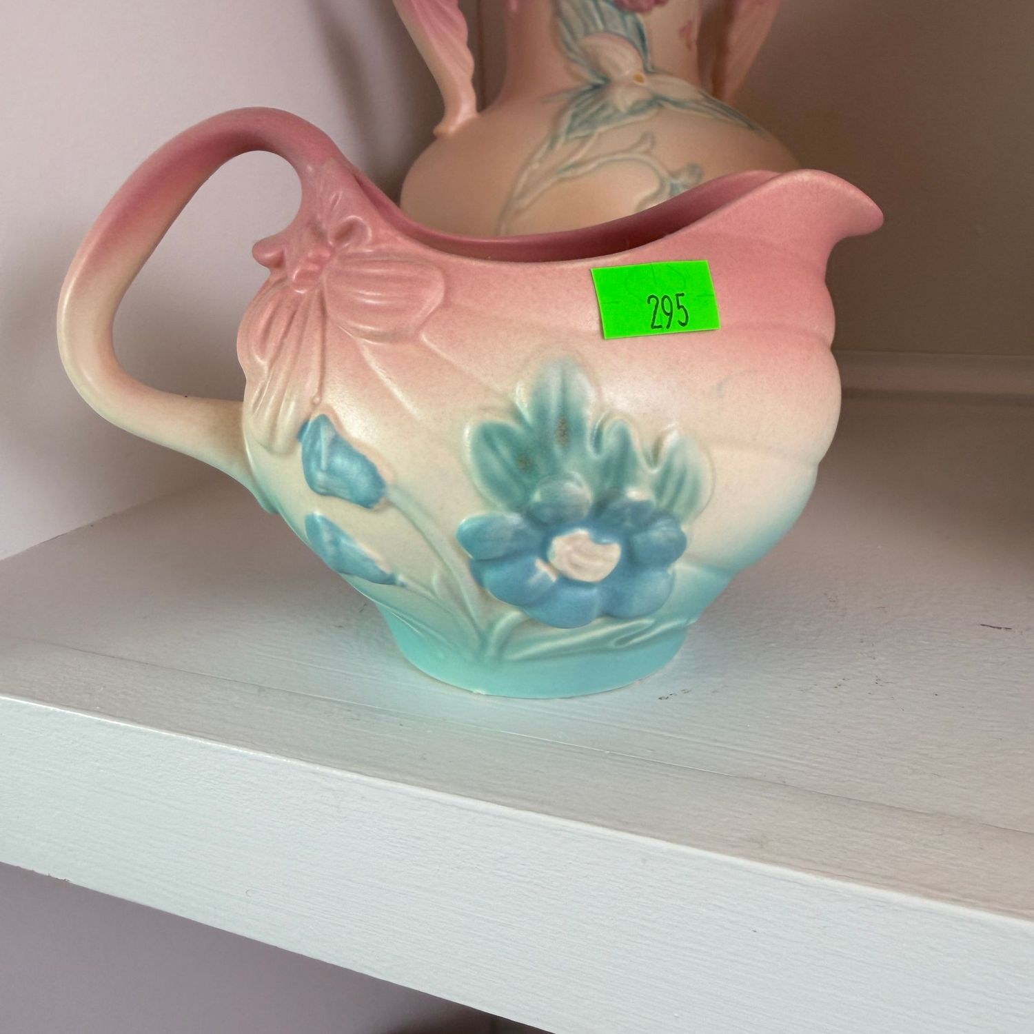 Lot #295, Hull pottery bow knot creamer (see photos), 4"