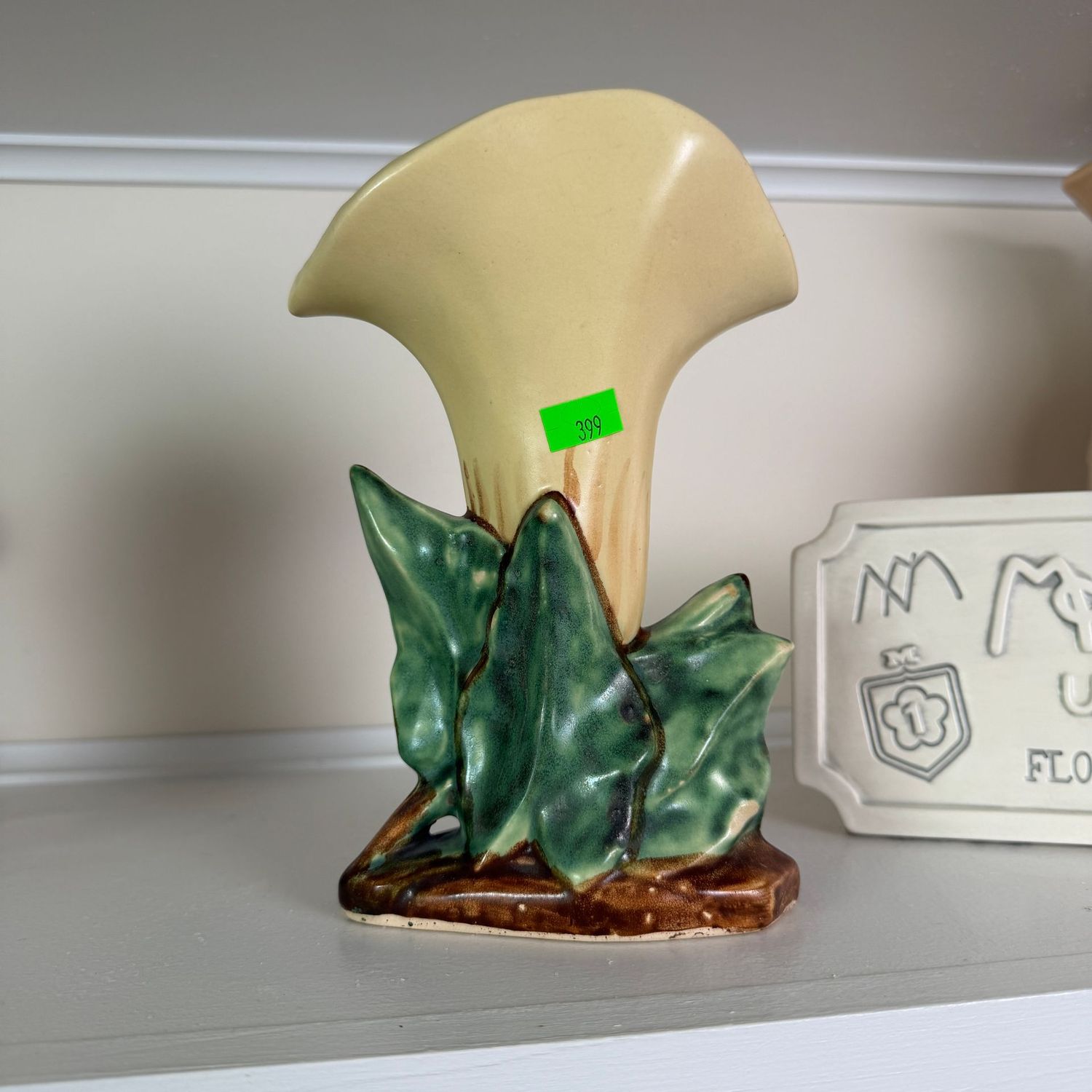 Lot #399, McCoy pottery yellow calla lily vase, 7"