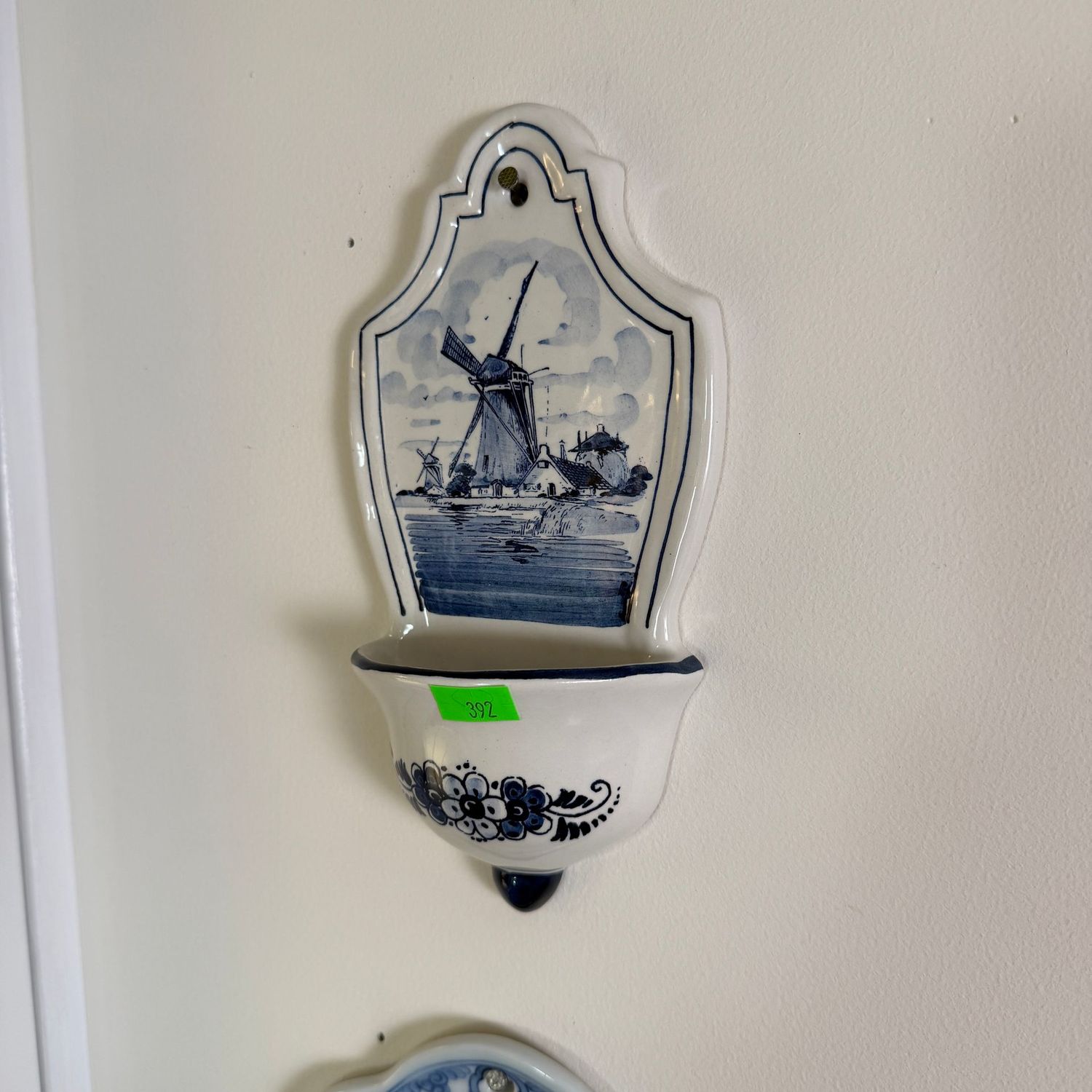 Lot #392, Delft pottery wall pocket, 7 Lot #392, Delft pottery wall pocket, 7"
