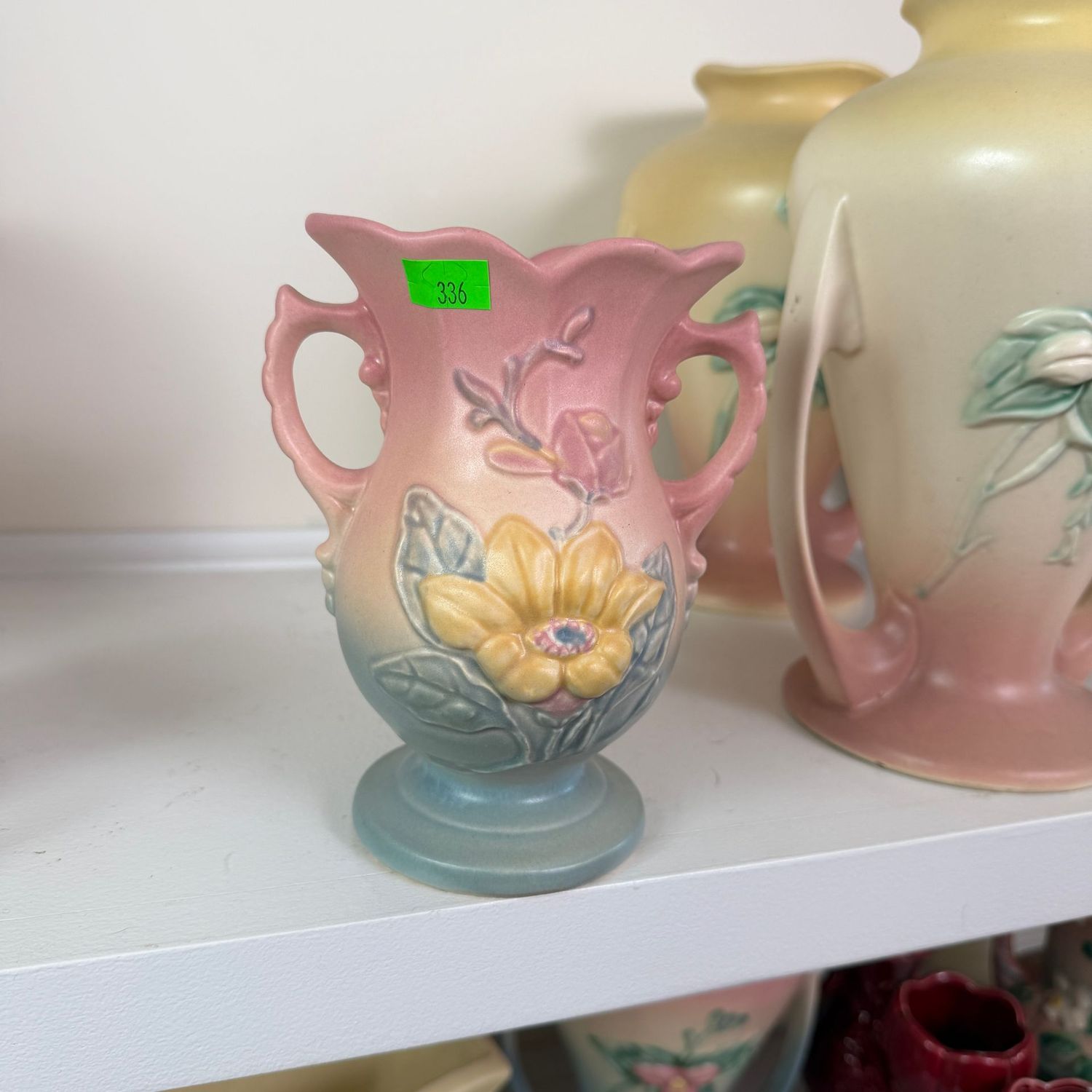 Lot #336, Hull pottery magnolia small vase, 6 1/4"