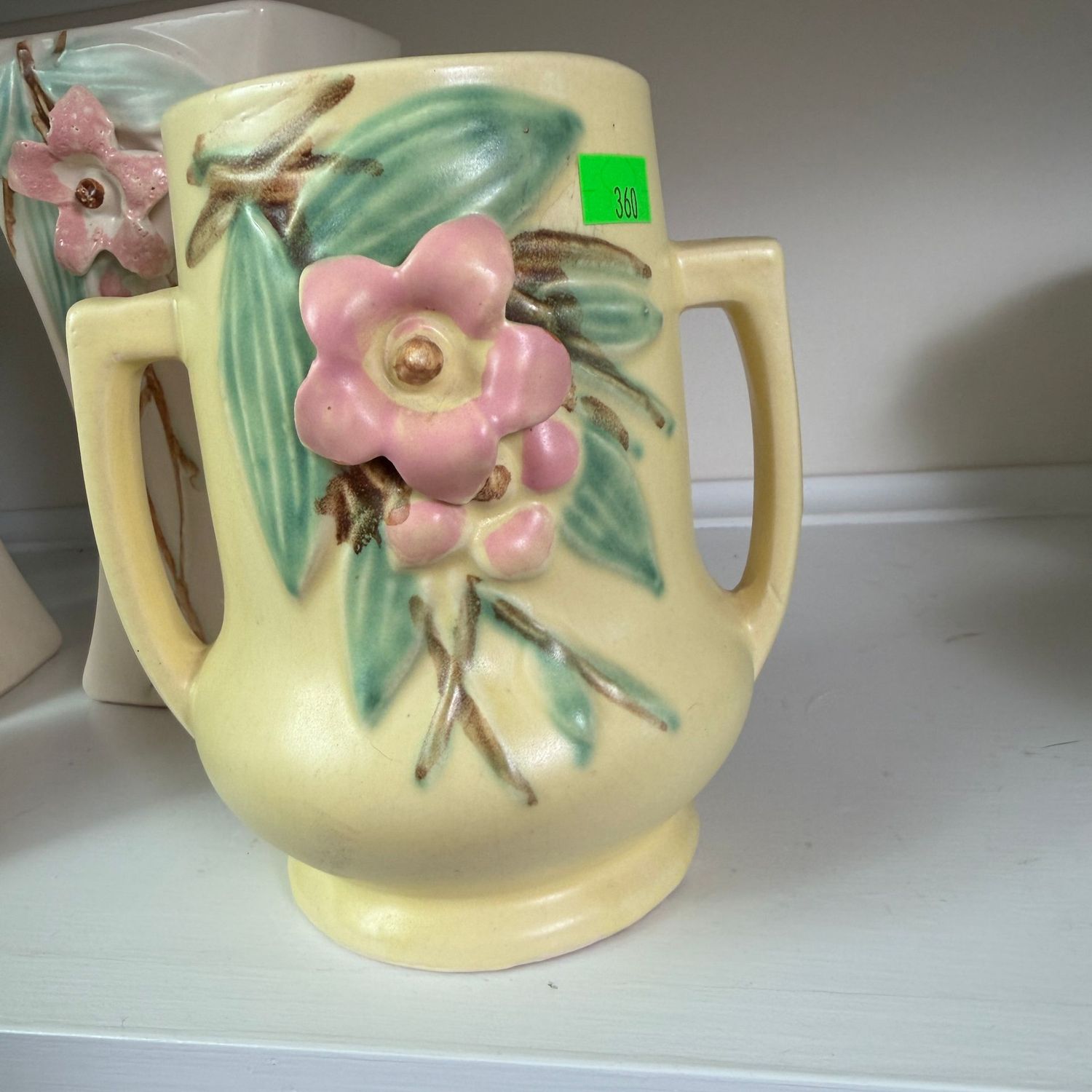Lot #360, Hull pottery Blossomtime double-handled vase, 6.5"
