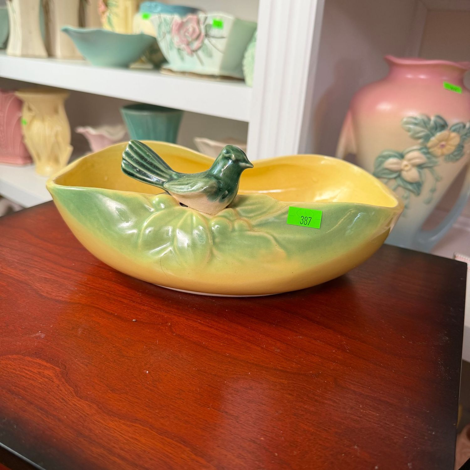 Lot #387, McCoy pottery birdbath, bowl, planter, 8.5"W