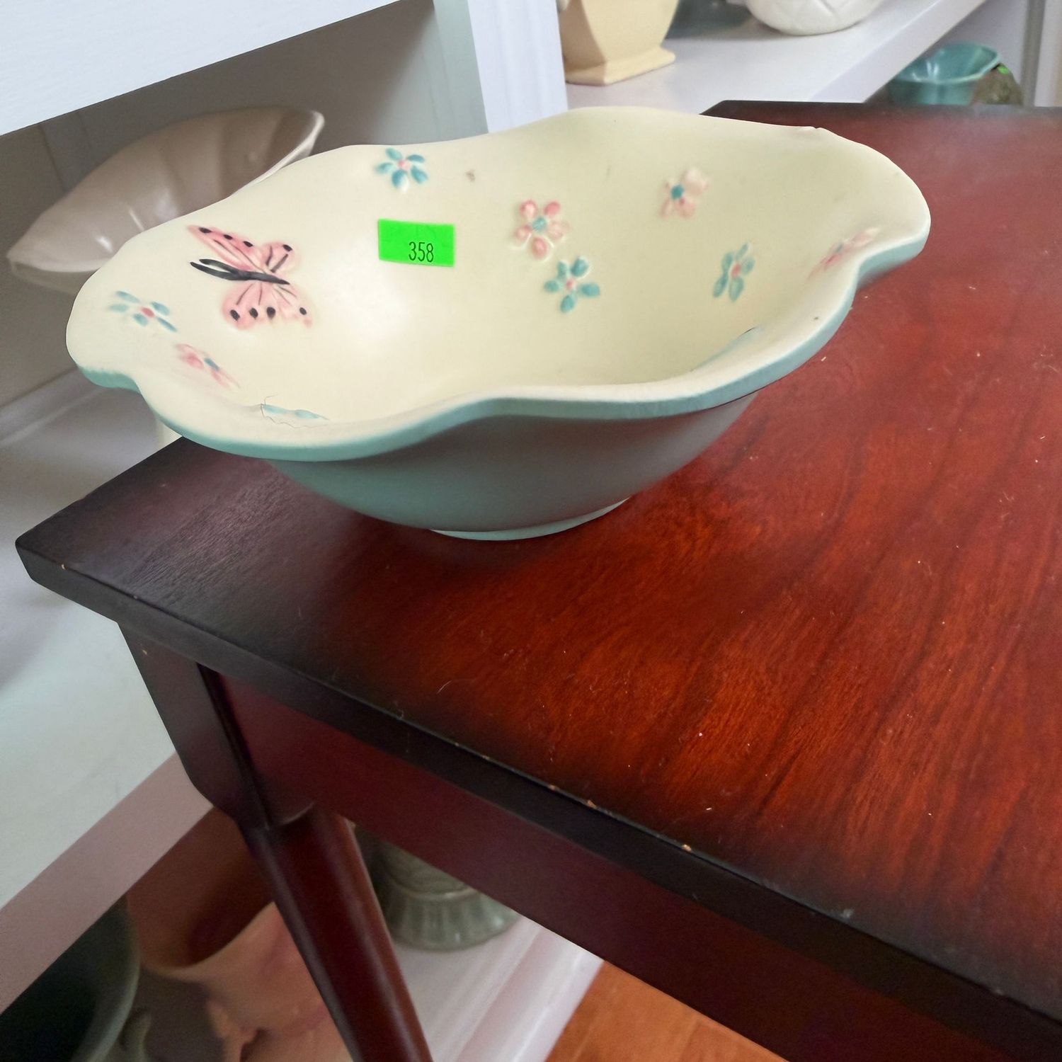 Lot #358, Hull pottery butterfly bowl, minor chip to edge, 6.5"W