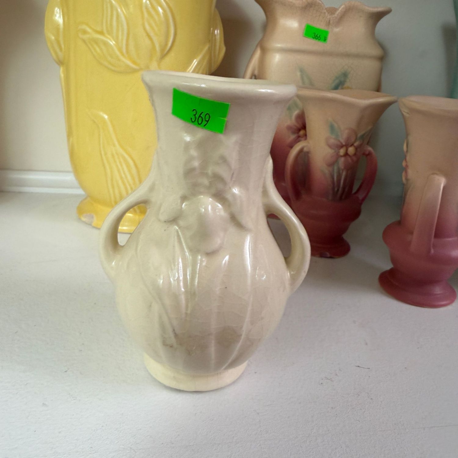 Lot #369, petite ivory pottery vase, 5"