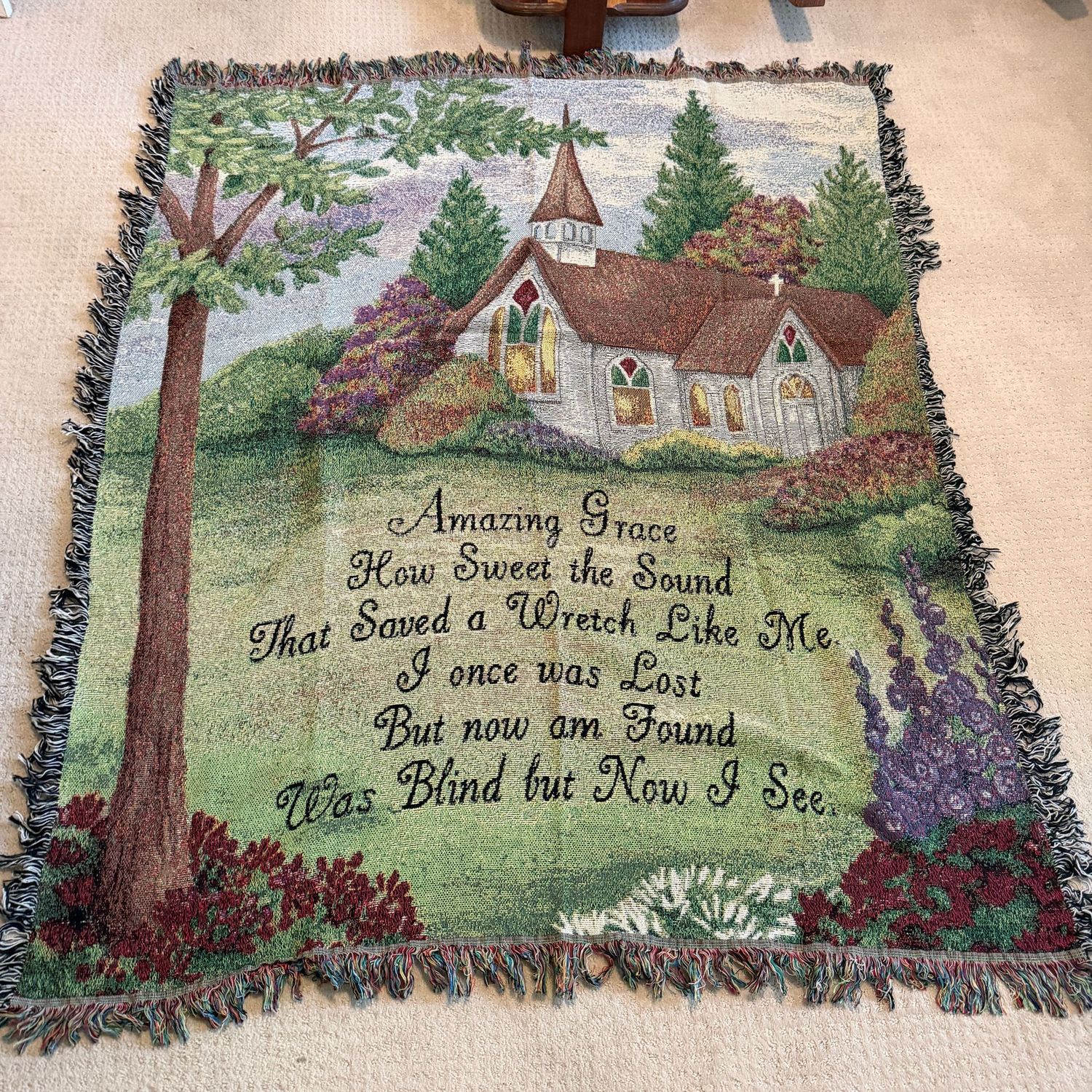 Amazing Grace fringed throw blanket