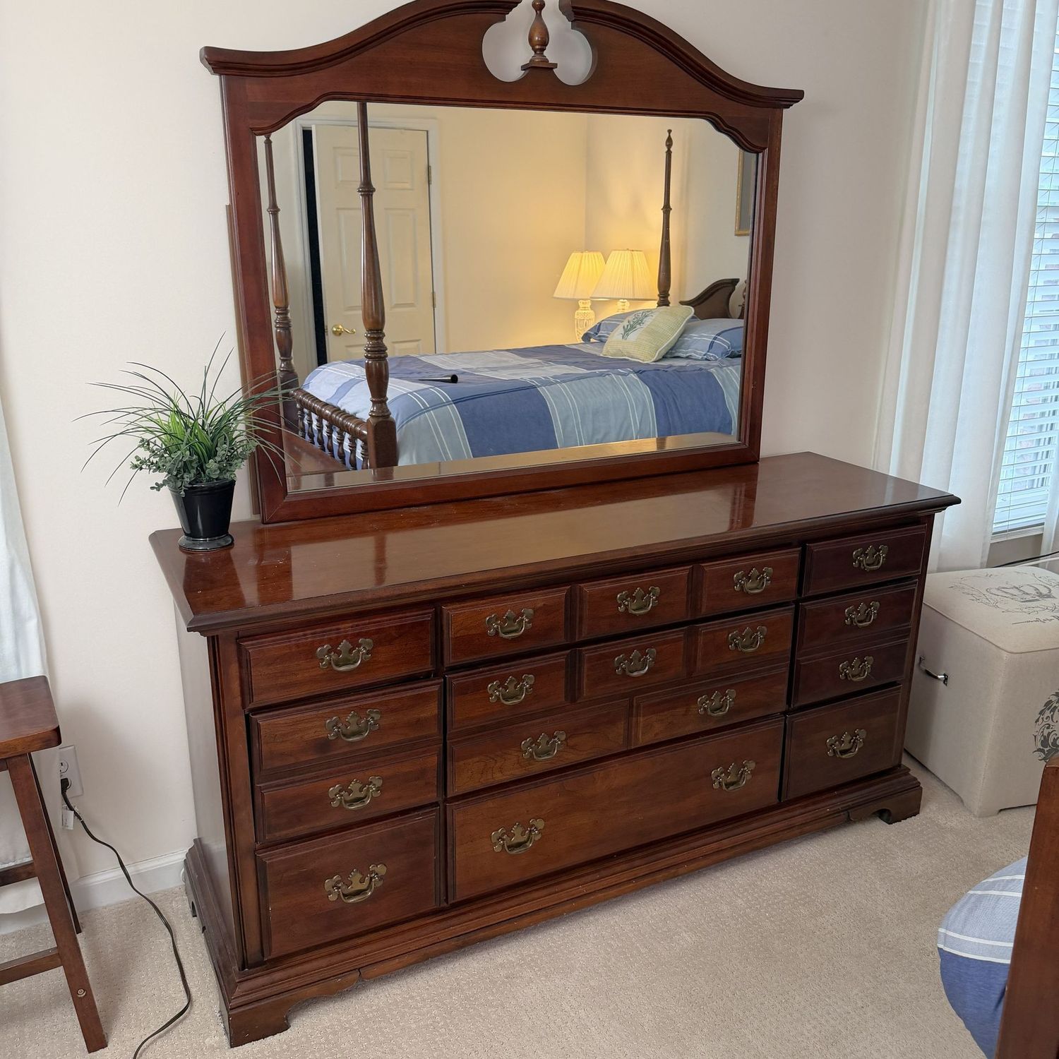 American Drew Furniture dresser with mirror, overall  nice condition, minor wear, mirror is 40"H, chest is 32"H x 68"L x 19"D
