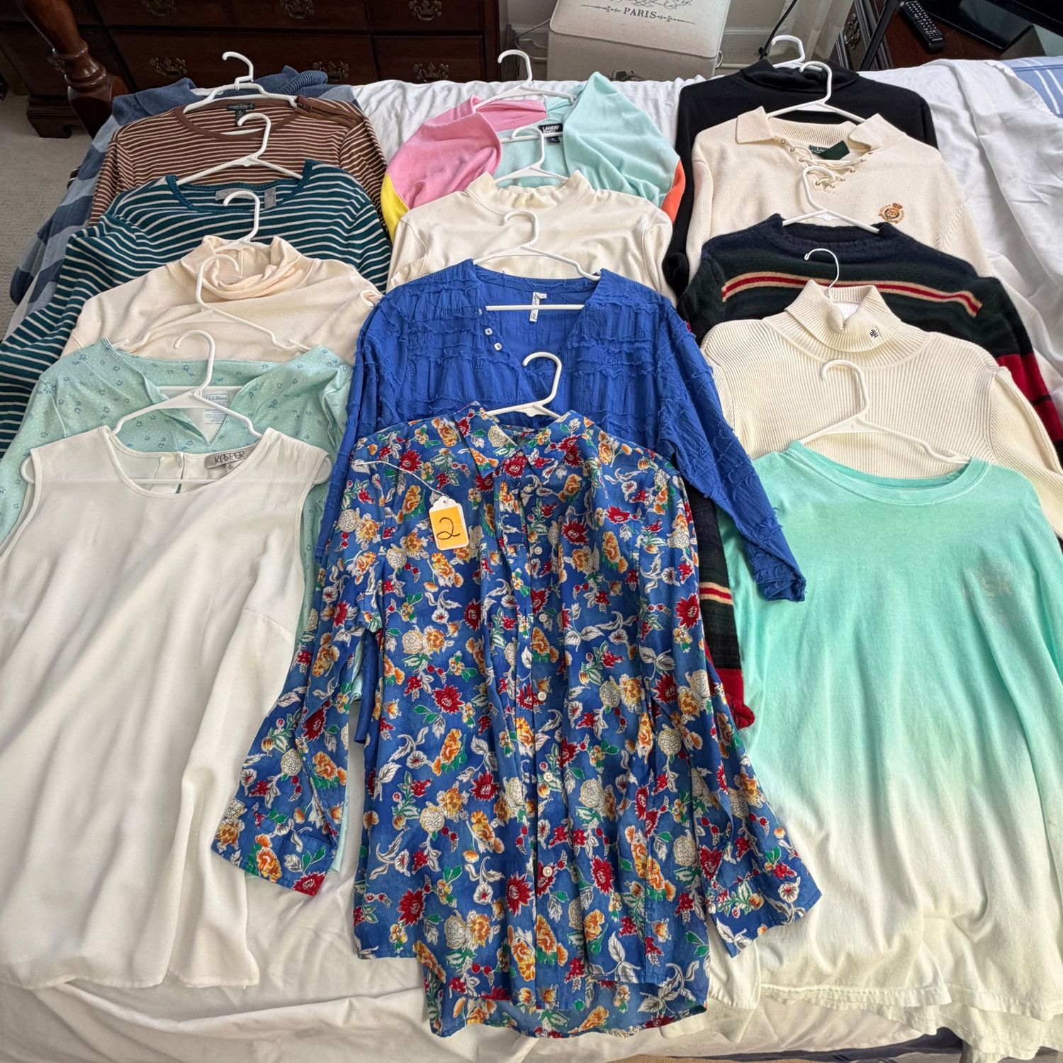 Ladies' Tops Size L Group #2, variety of styles, most are long sleeve