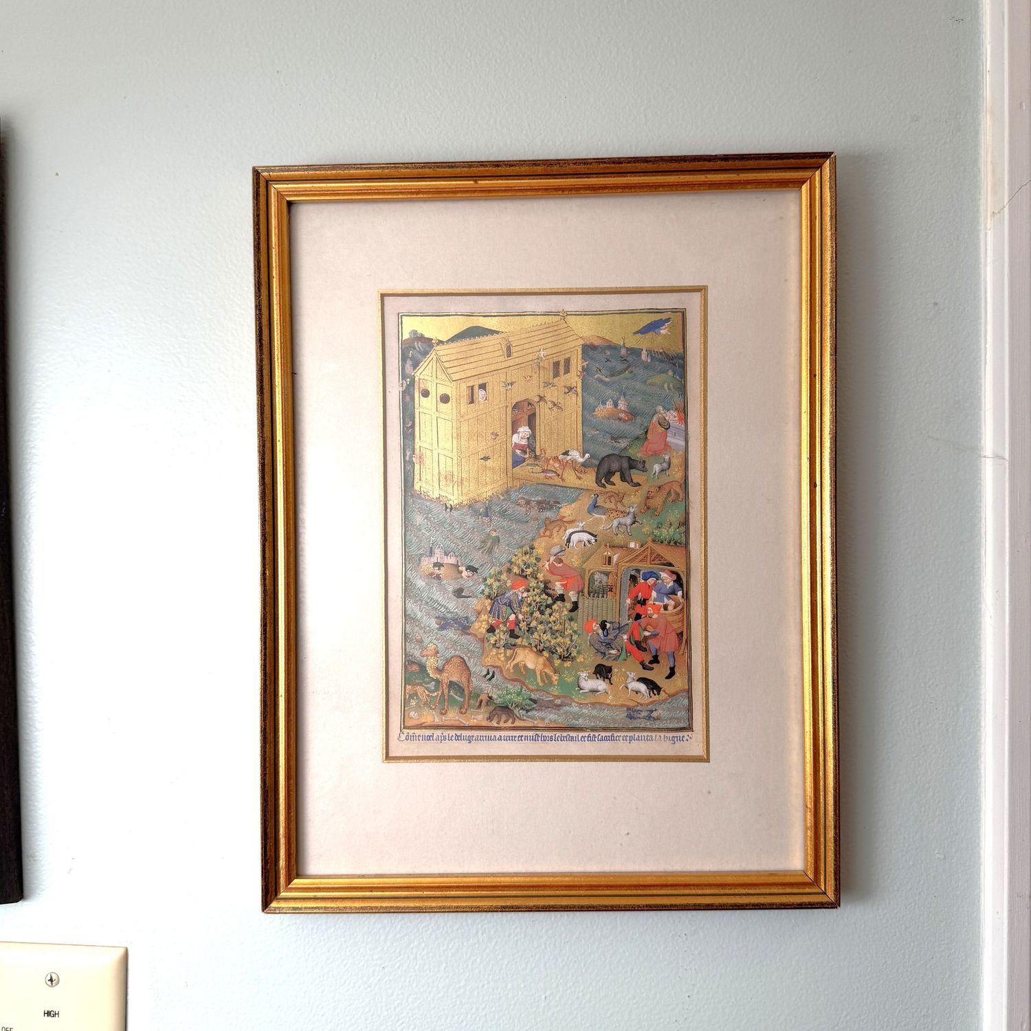 Bedford Hours, framed print, Exit from the Ark & the Drunkenness of Noah Biblical page, 15 Bedford Hours, framed print, Exit from the Ark & the Drunkenness of Noah Biblical page, 15" x 11"
