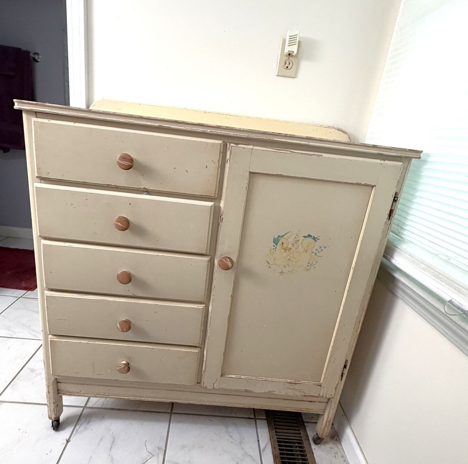 Vintage nursery dresser, ready for refurbishing, 40 Vintage nursery dresser, ready for refurbishing, 40"H x 15"D x 36"L
