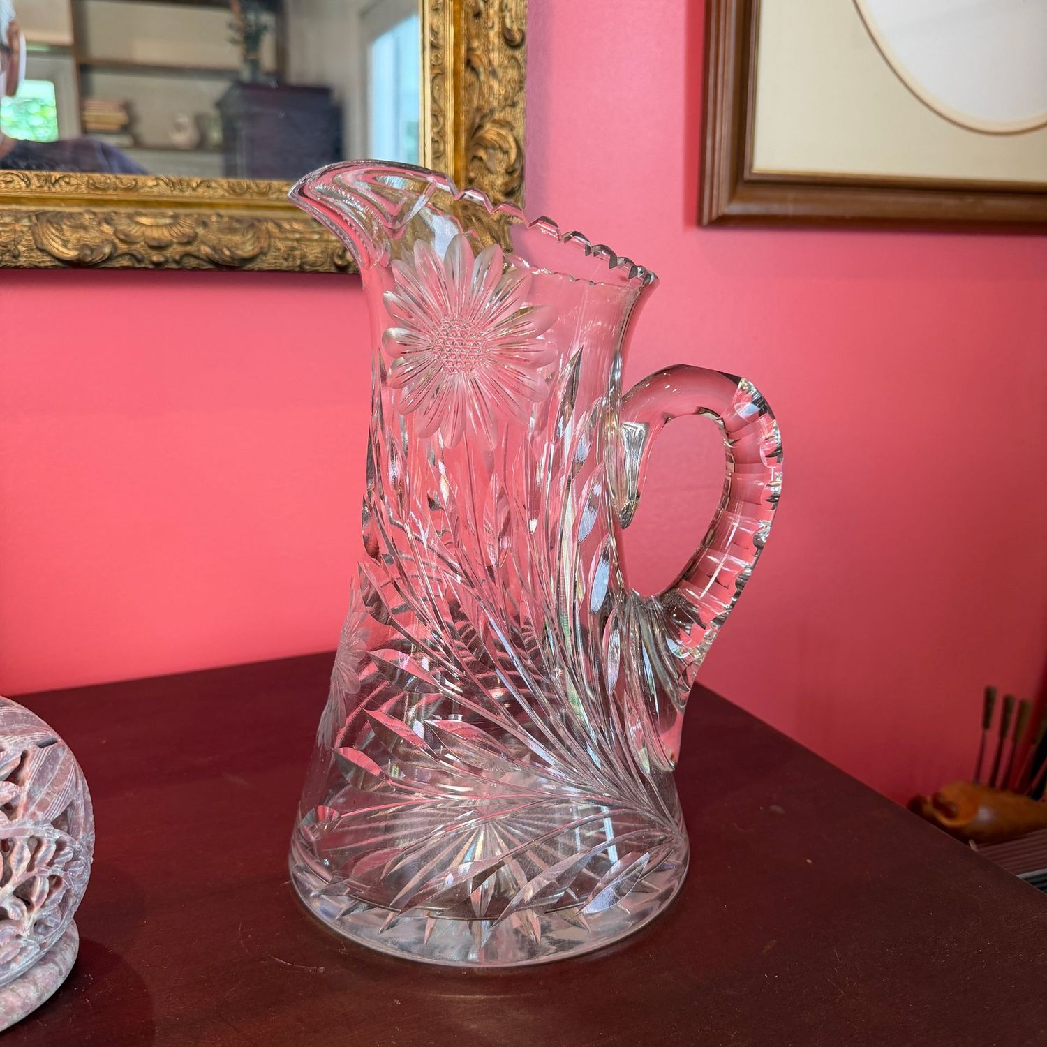 Brilliant cut crystal water pitcher, 11 Brilliant cut crystal water pitcher, 11"