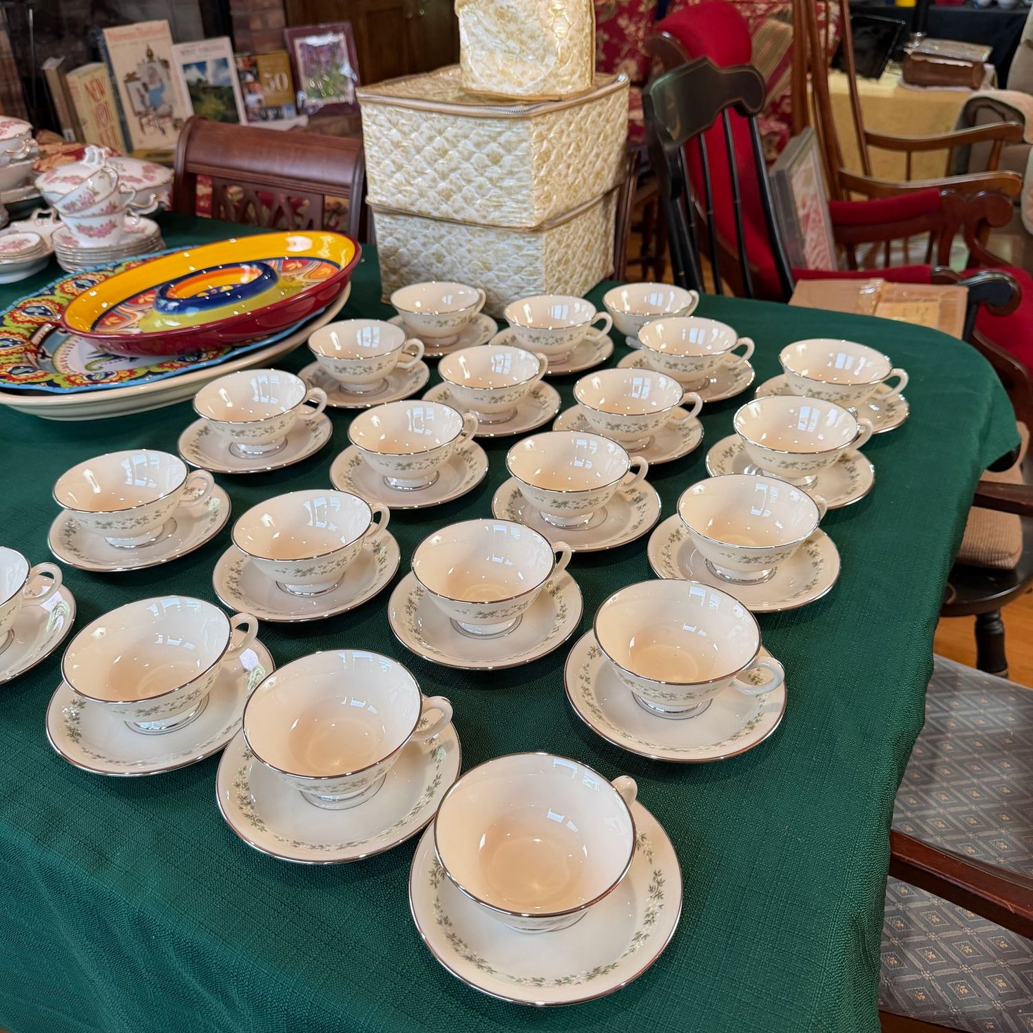 Set of Lenox Brookdale pattern teacups and saucers, nearly mint condition, 21 sets Set of Lenox Brookdale pattern teacups and saucers, nearly mint condition, 21 sets