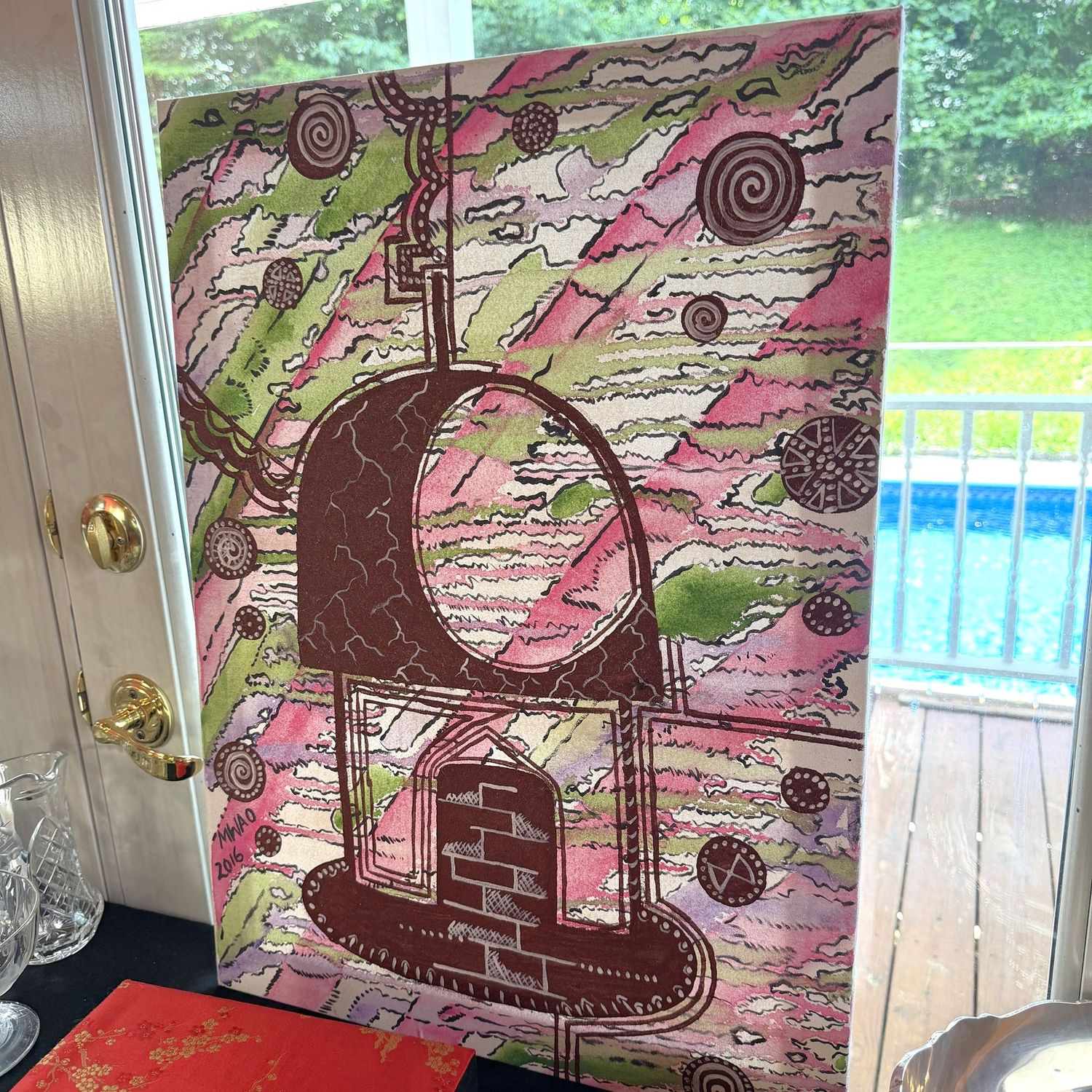 Surreal, abstract house, tower, painting on canvas, MWAO, 2016, 22 Surreal, abstract house, tower, painting on canvas, MWAO, 2016, 22" x 17"