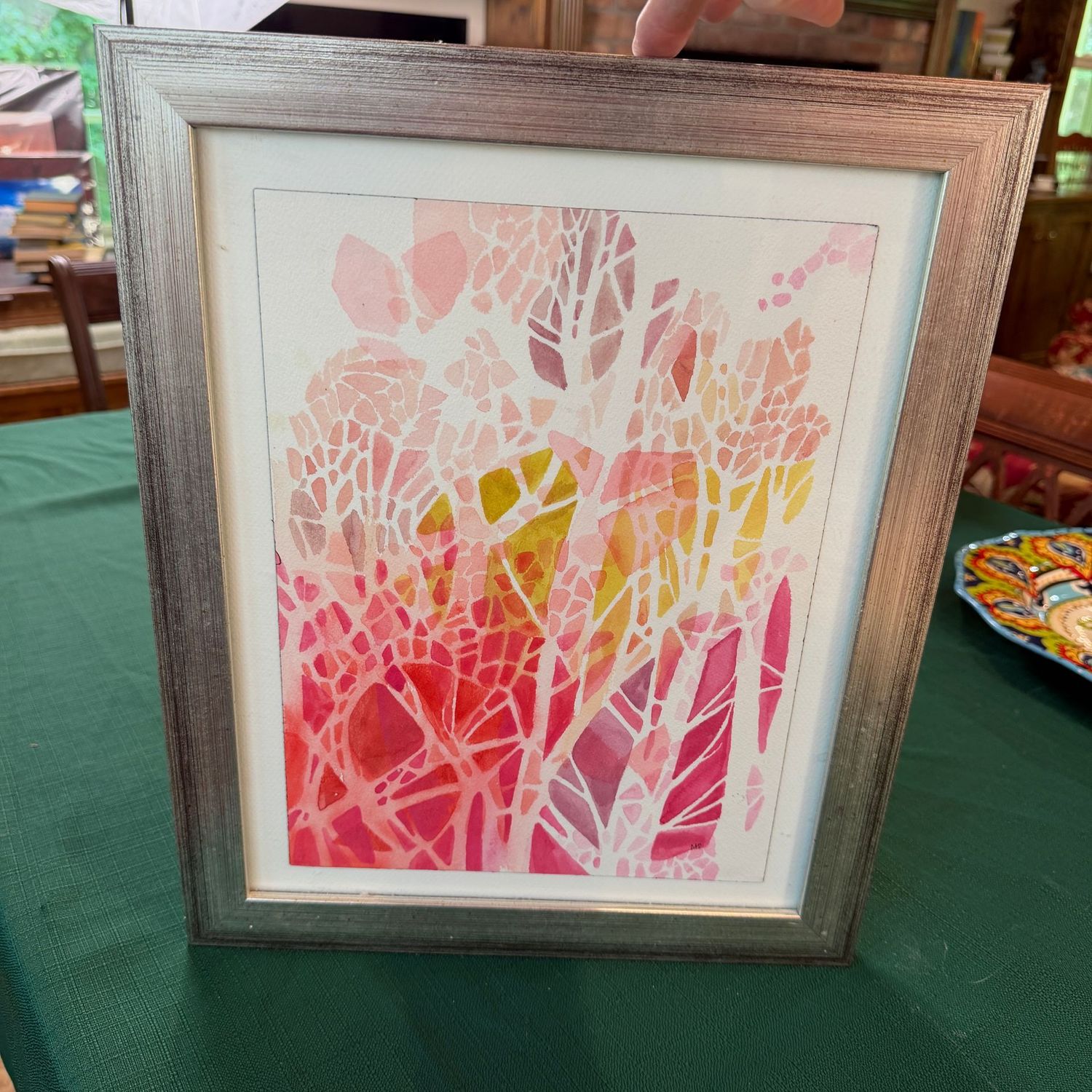 Watercolor on paper by Maggie Starcher, Frosting, vertical frame, 17" x 13"
