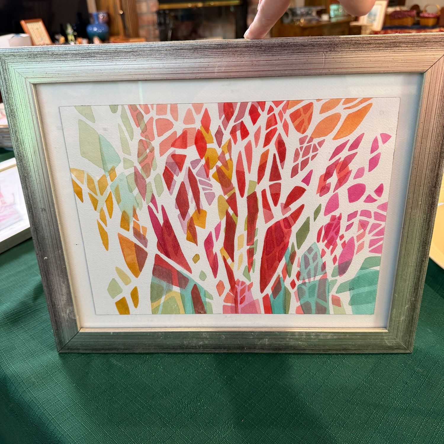 Watercolor on paper by Maggie Starcher, Ornament, horizontal frame, 17 Watercolor on paper by Maggie Starcher, Ornament, horizontal frame, 17" x 13"