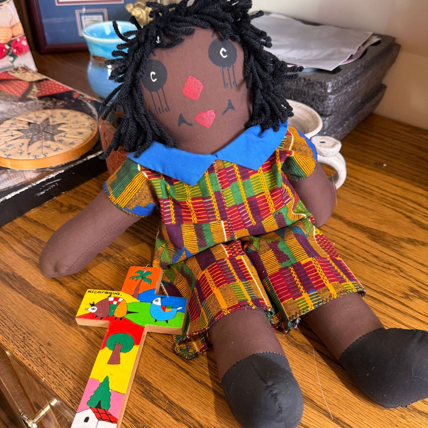Soft body 15 Soft body 15"L doll with wooden painted cross