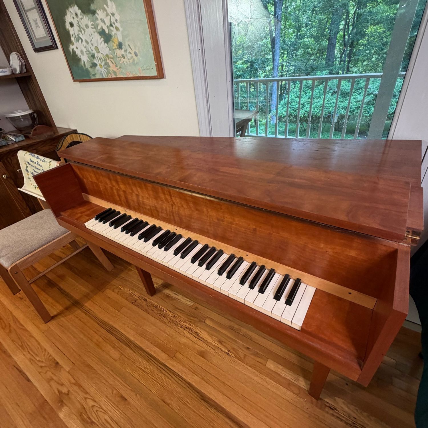 Harpsichord piano, unmarked, will need to be tuned, small repairs to play better, 46"W x 28"D