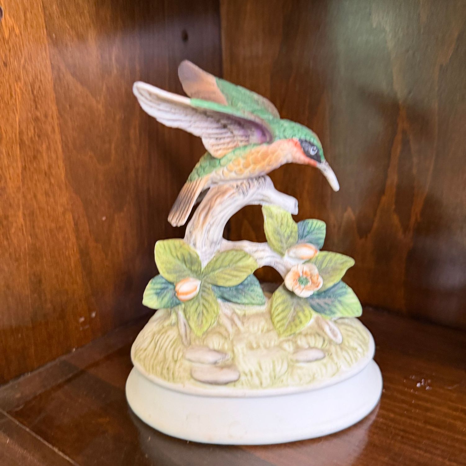 Gorham bisque porcelain hummingbird music box, 5 Gorham bisque porcelain hummingbird music box, 5"