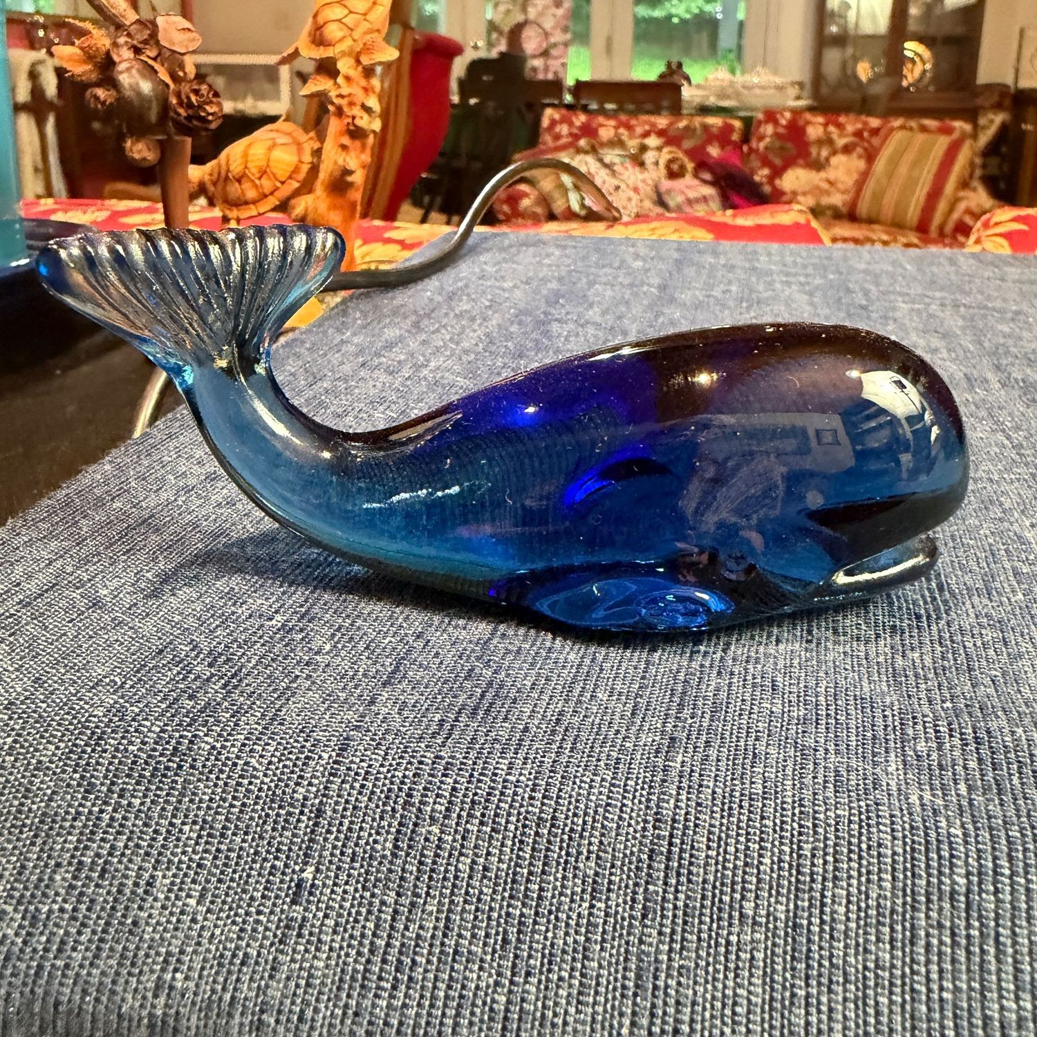 Sapphire blue glass whale, 4 Sapphire blue glass whale, 4"