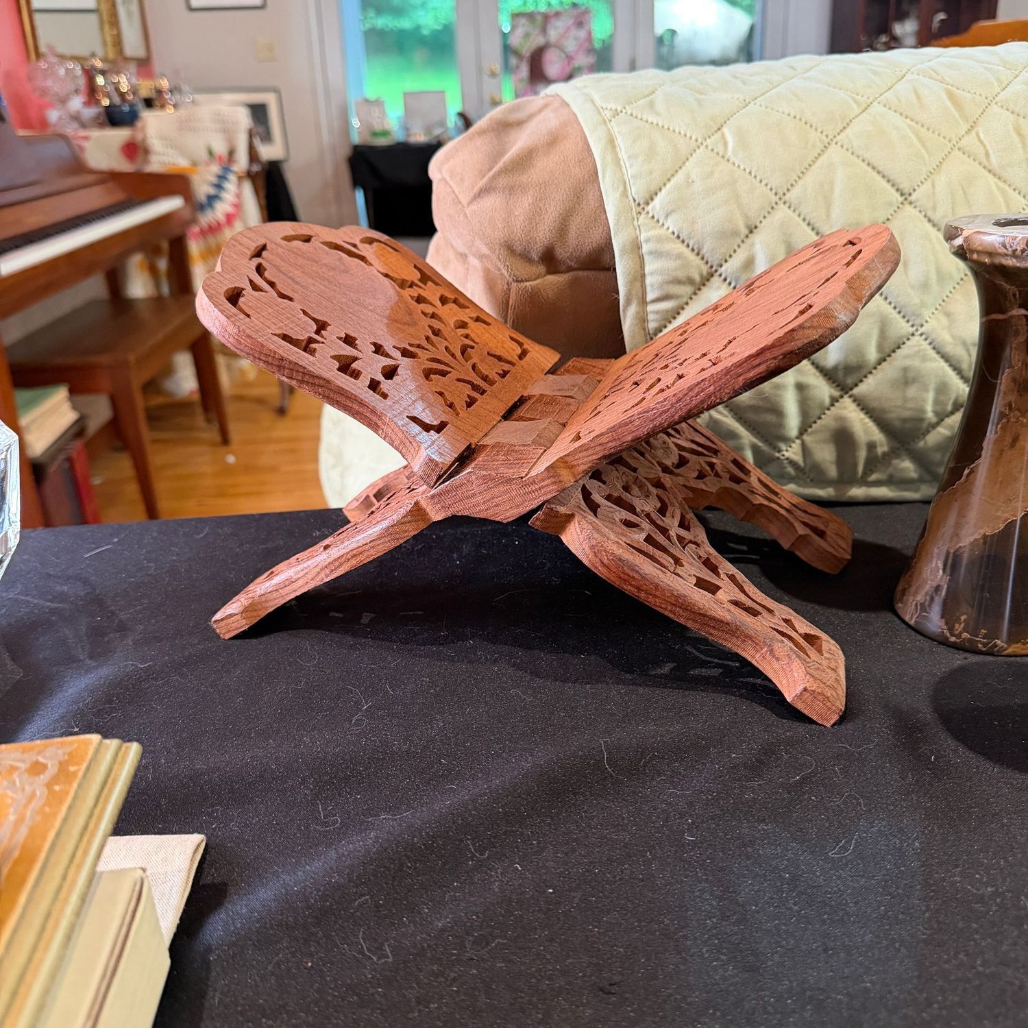 Carved book stand, 12 Carved book stand, 12"H when closed