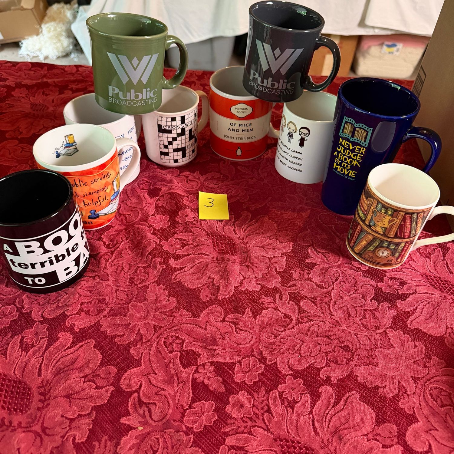 Lot #3, mugs with books & library theme Lot #3, mugs with books & library theme