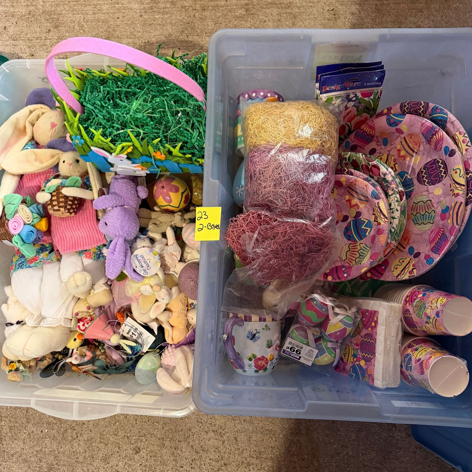 Lot #23, two bins of Easter decorations Lot #23, two bins of Easter decorations