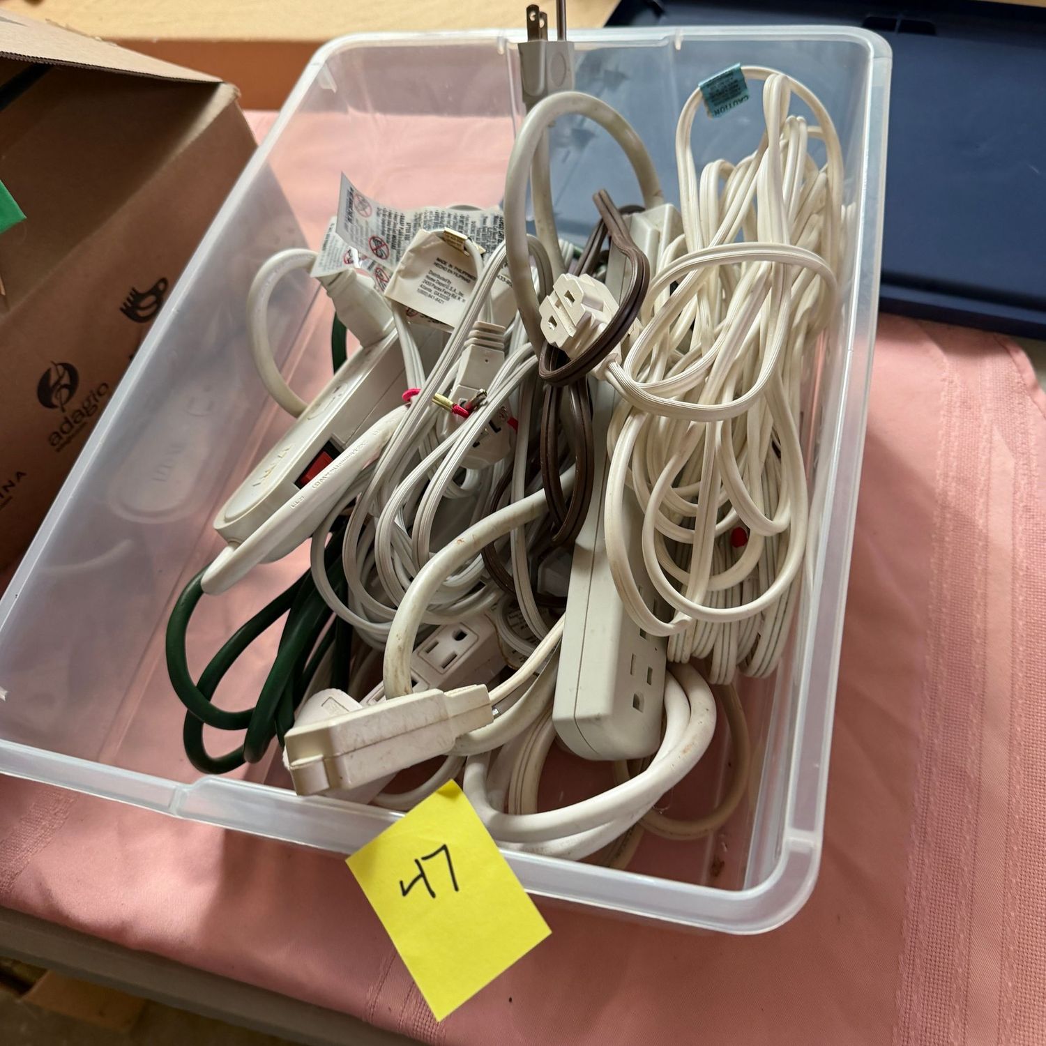 Lot #47, bin of power cords, appears to be in good condition Lot #47, bin of power cords, appears to be in good condition