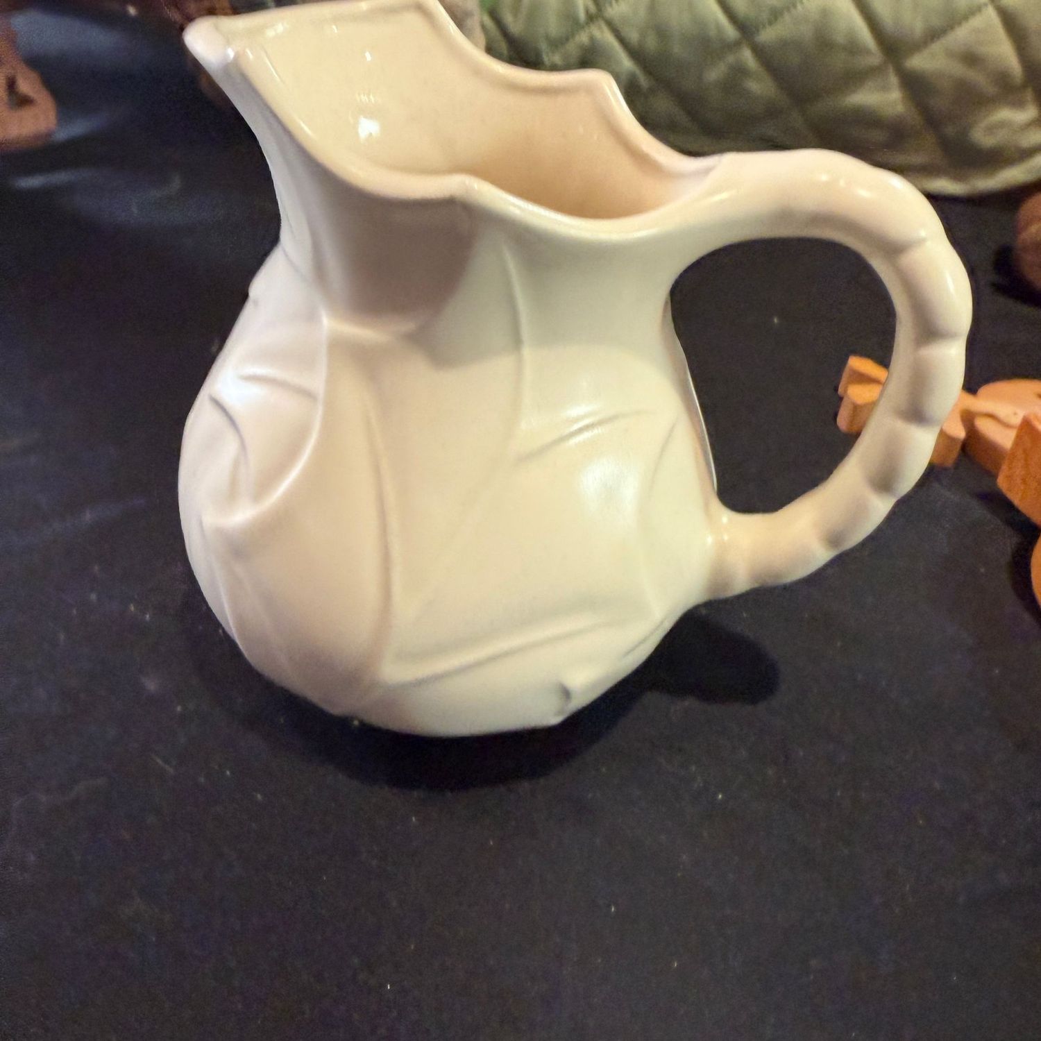 Ivory ceramic holly pitcher, 5 Ivory ceramic holly pitcher, 5"