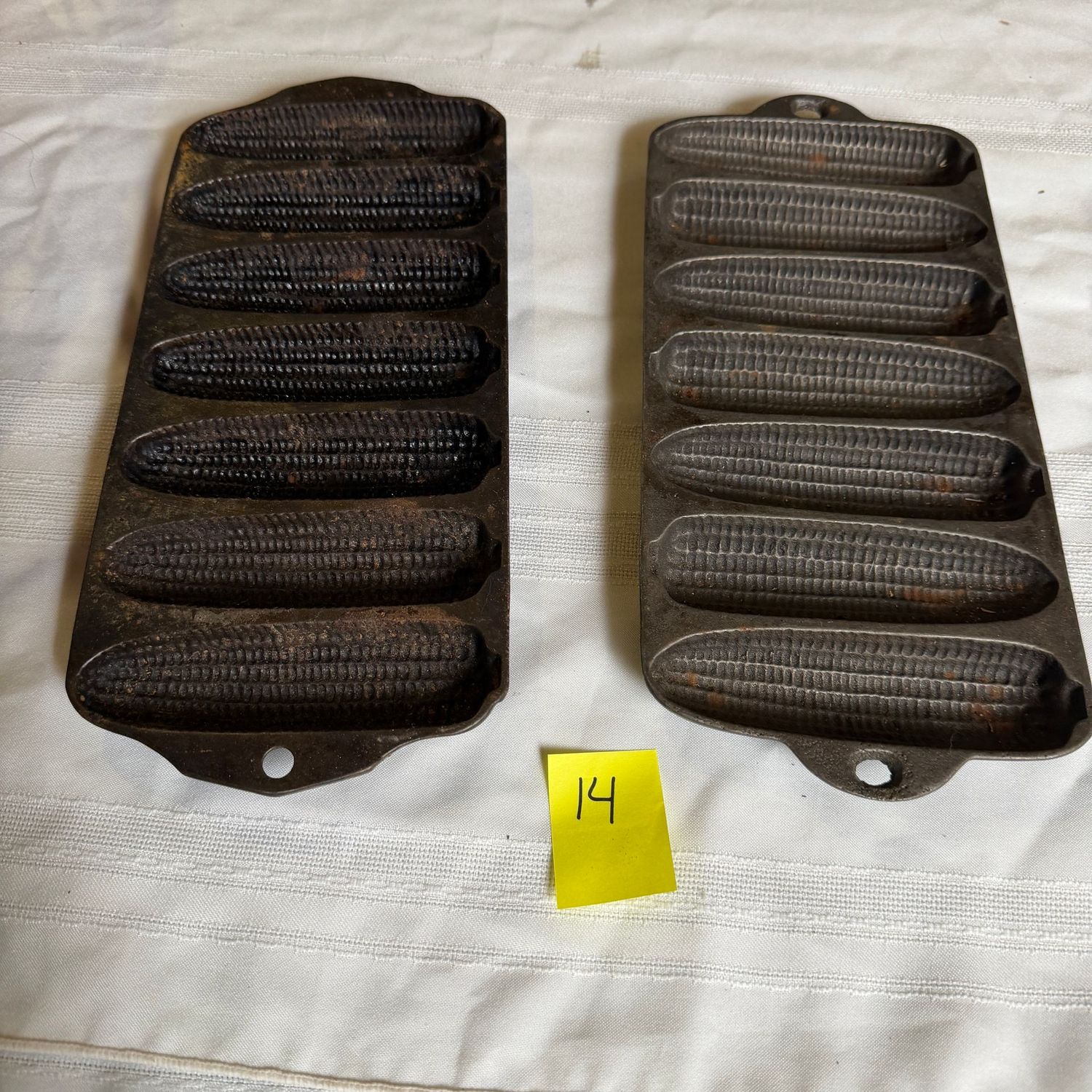 Lot #14, Two cast iron cornbread baking pans, one is Griswold