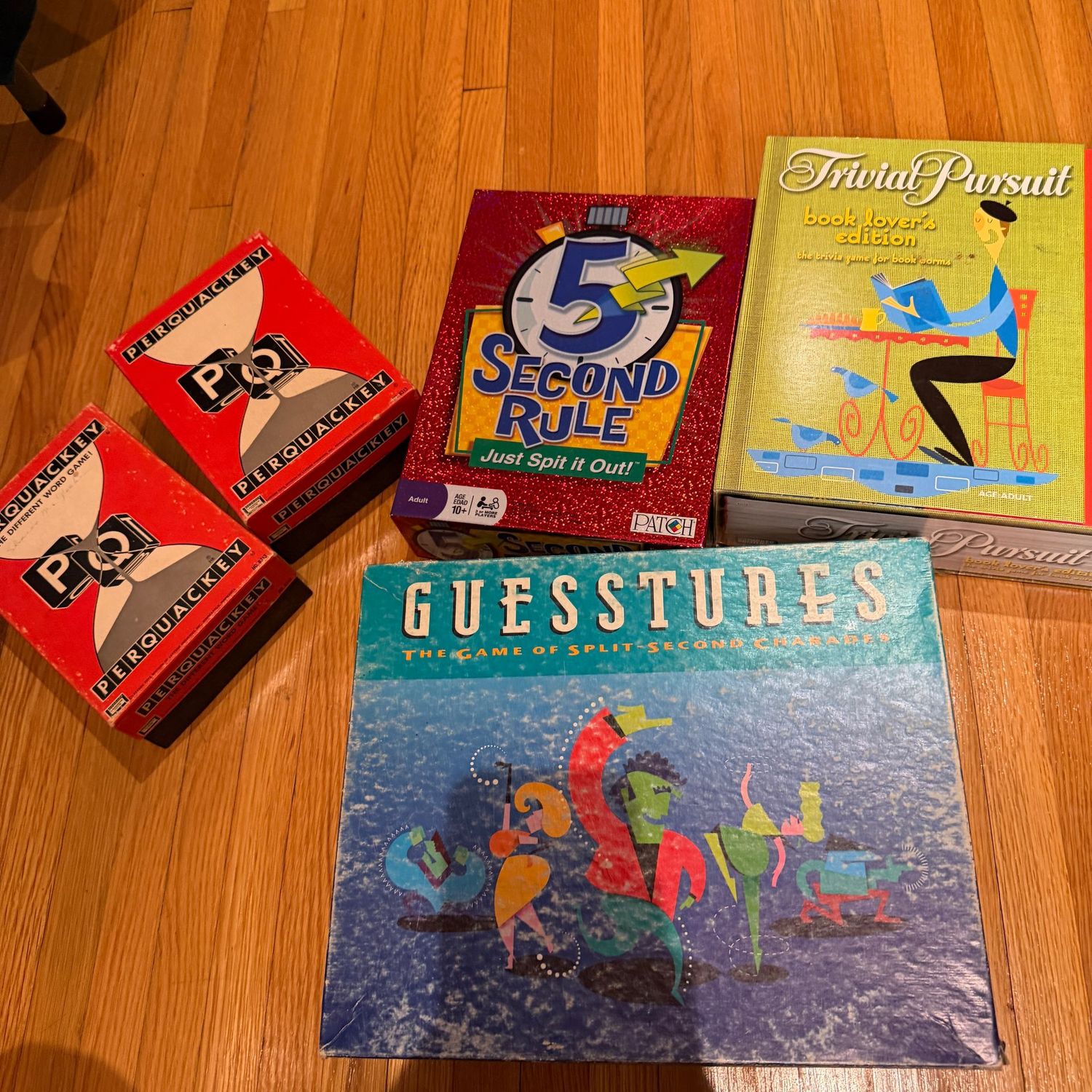 Group of games, including Guesstures, vintage Perquackey Group of games, including Guesstures, vintage Perquackey