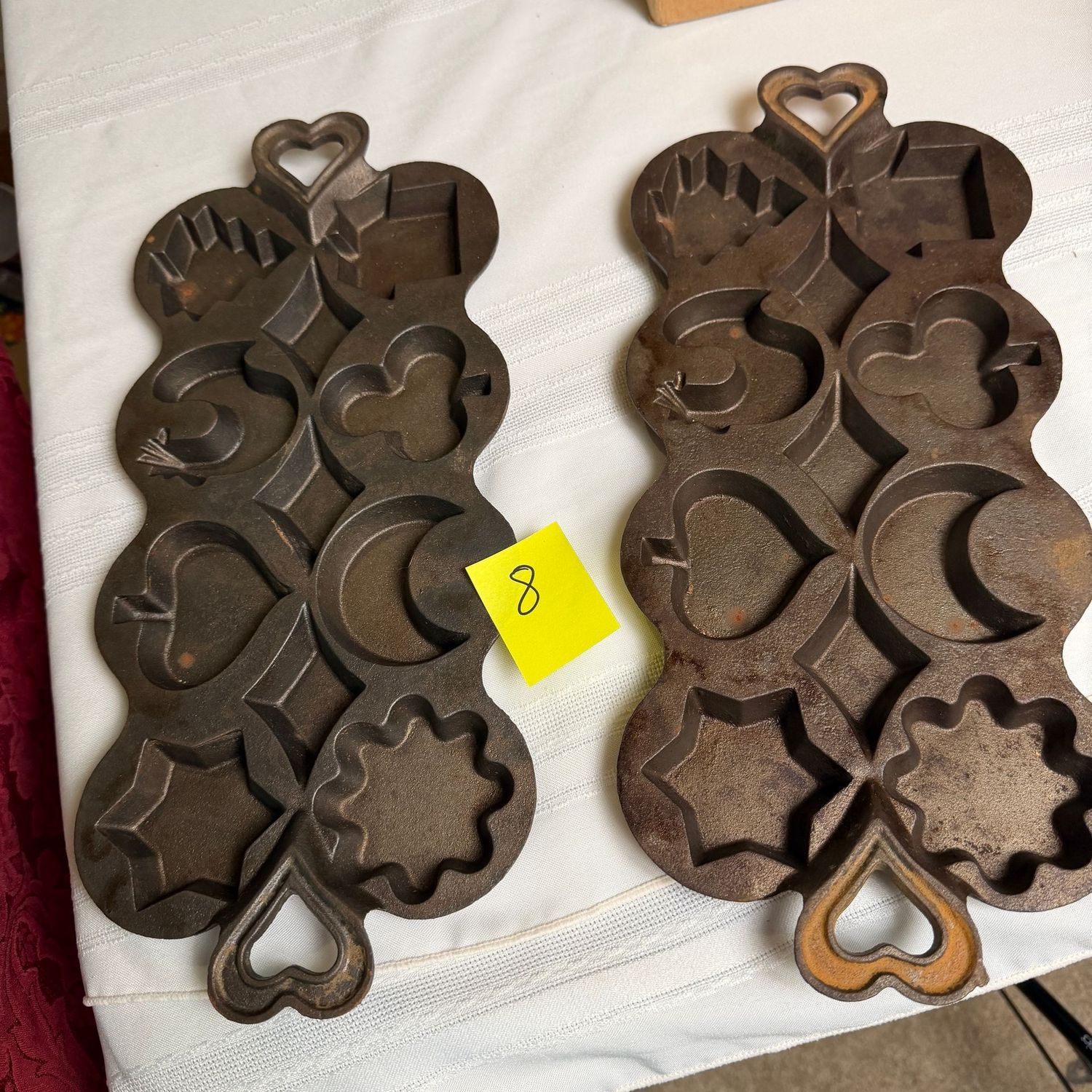 Lot #8, Pair of cast iron cookie, cake molds, 15 Lot #8, Pair of cast iron cookie, cake molds, 15"L
