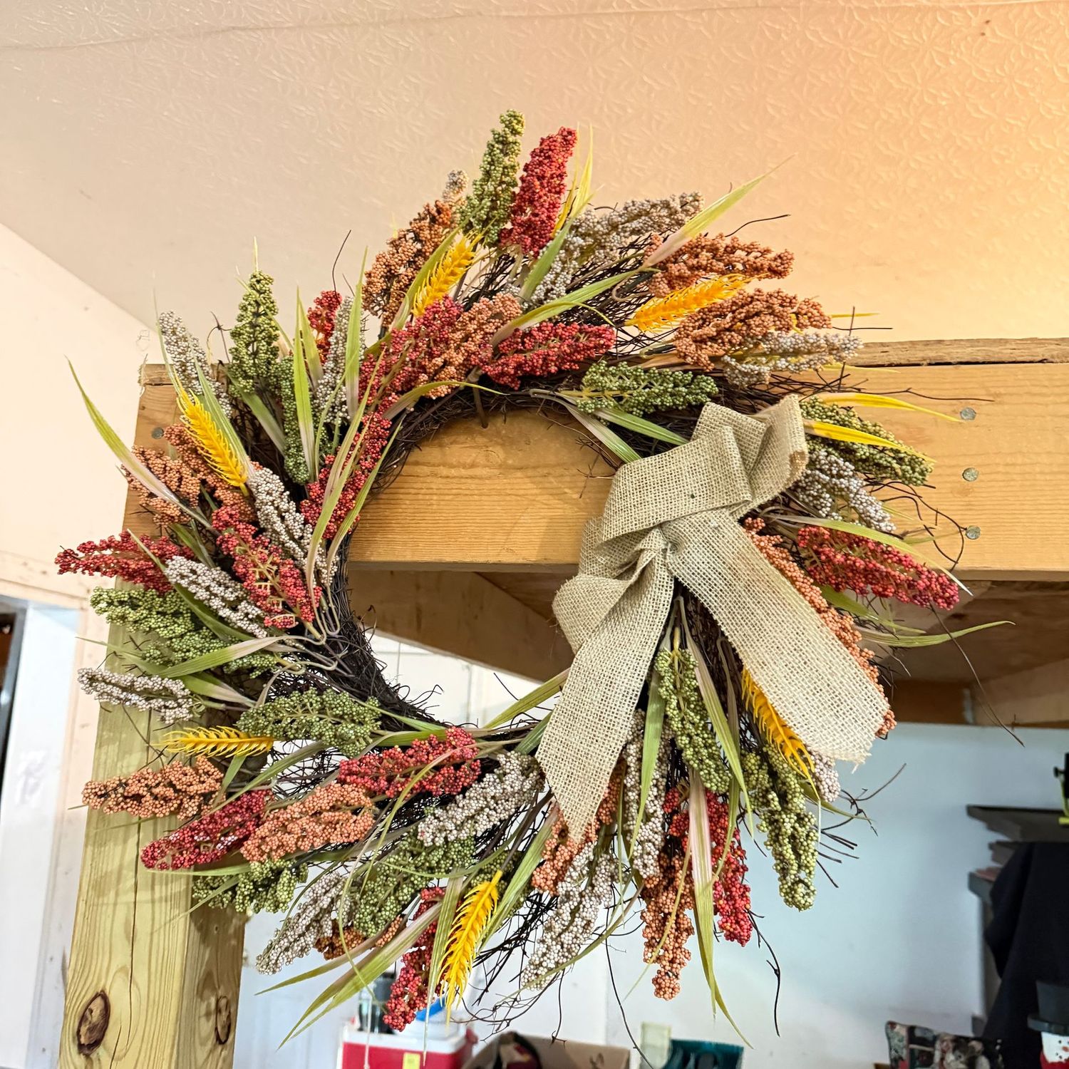 Fall, wheat wreath, 22 Fall, wheat wreath, 22"W