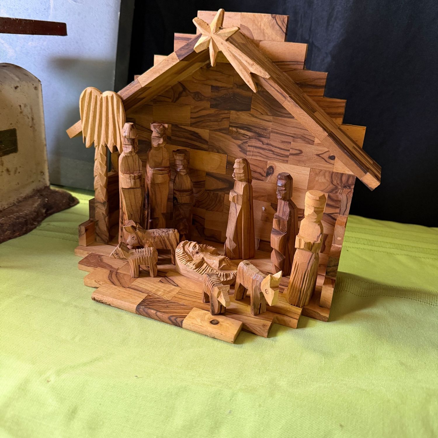 Carved wood nativity, made in Bethlehem, 10 Carved wood nativity, made in Bethlehem, 10"