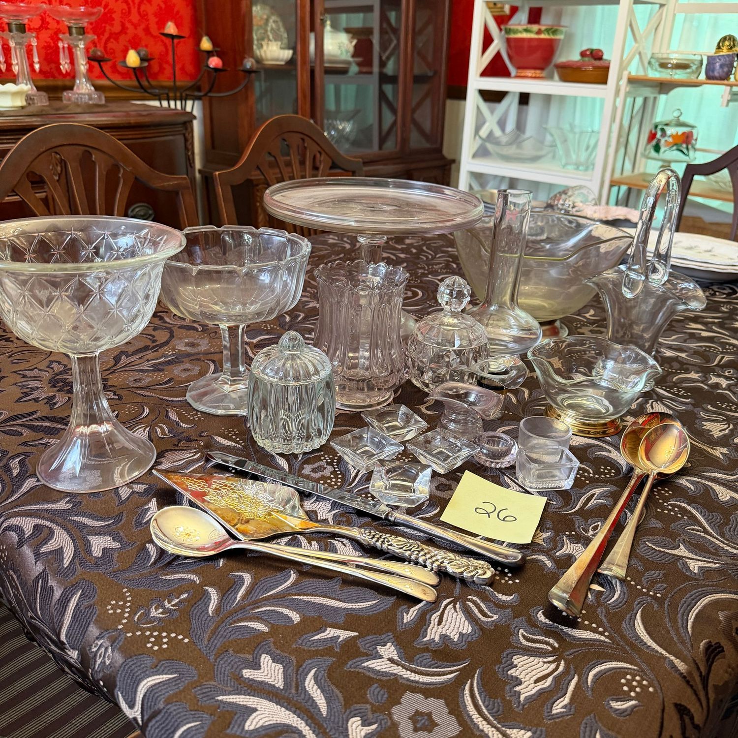 Box Lot (Wrapped) 26, vintage & EAPG glassware, candy dishes, vase, serving pieces Box Lot (Wrapped) 26, vintage & EAPG glassware, candy dishes, vase, serving pieces