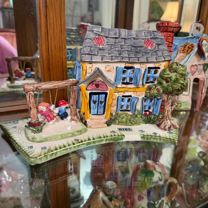 Blue Sky Clayworks heartland schoolhouse with swing, 6"H x 9"W, S0161