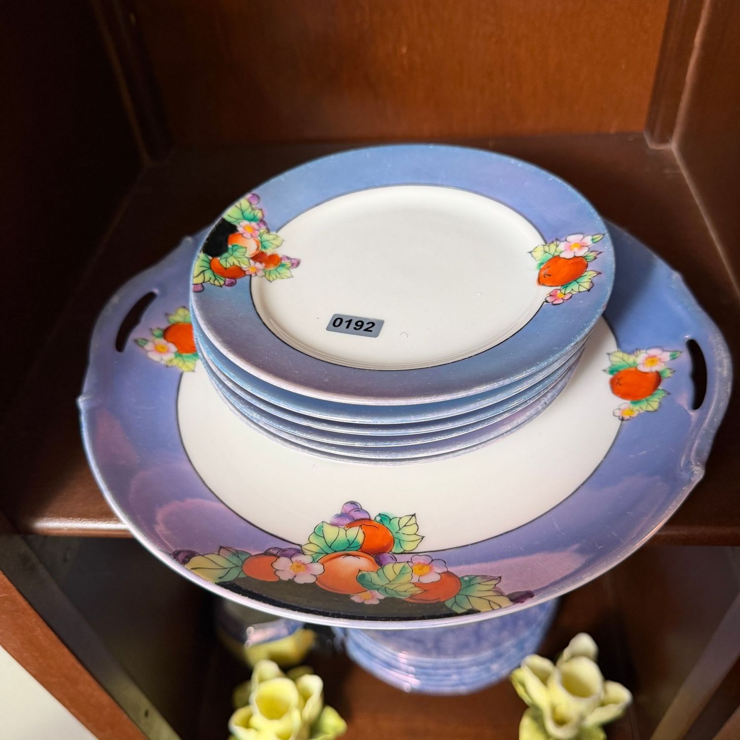 Noritake blue luster floral and fruit plates 8 Noritake blue luster floral and fruit plates 8" dessert and serving plates, S0192