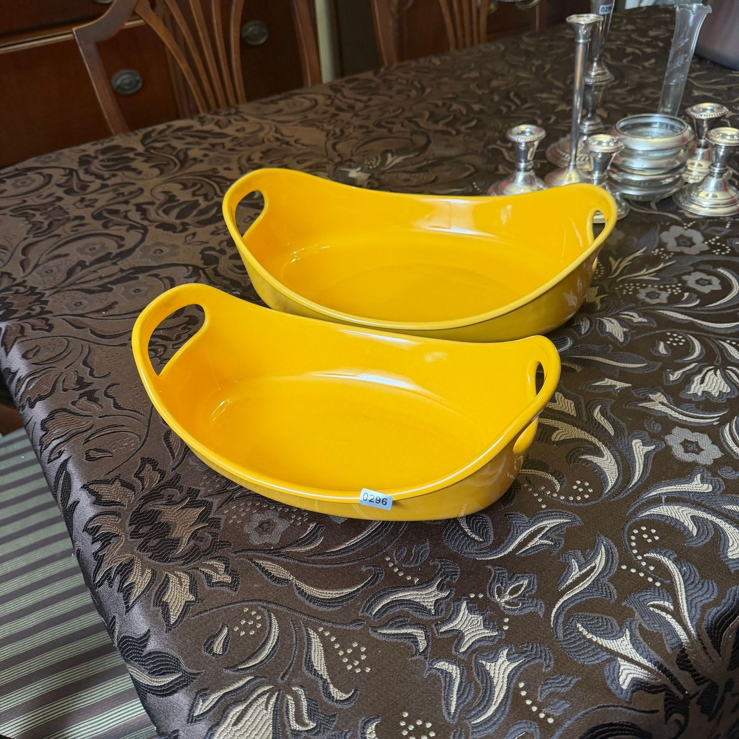Rachael Ray mustard yellow oval nesting casseroles, 1.25 qt. and 2.25 quart, S0296 Rachael Ray mustard yellow oval nesting casseroles, 1.25 qt. and 2.25 quart, S0296