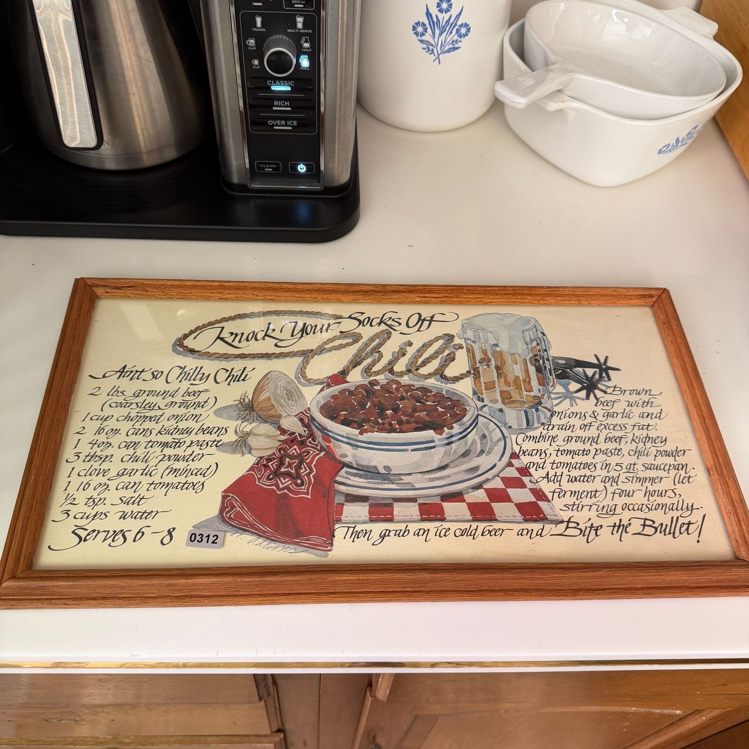 Framed Knock Your Socks Off Chili recipe, 9x17, S0312