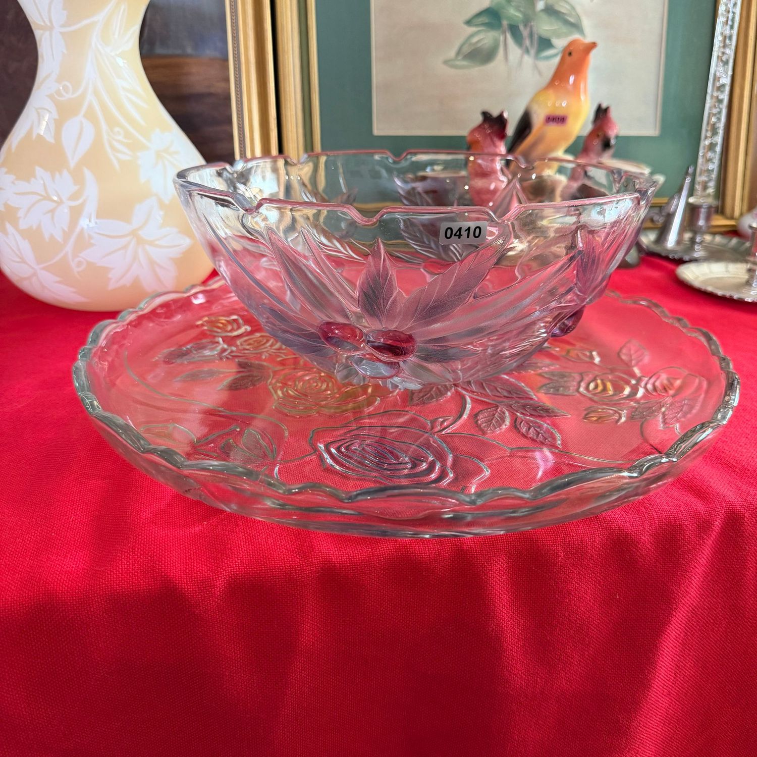 Frosted bowl and 14 Frosted bowl and 14" platter, likely Mikasa, S0410