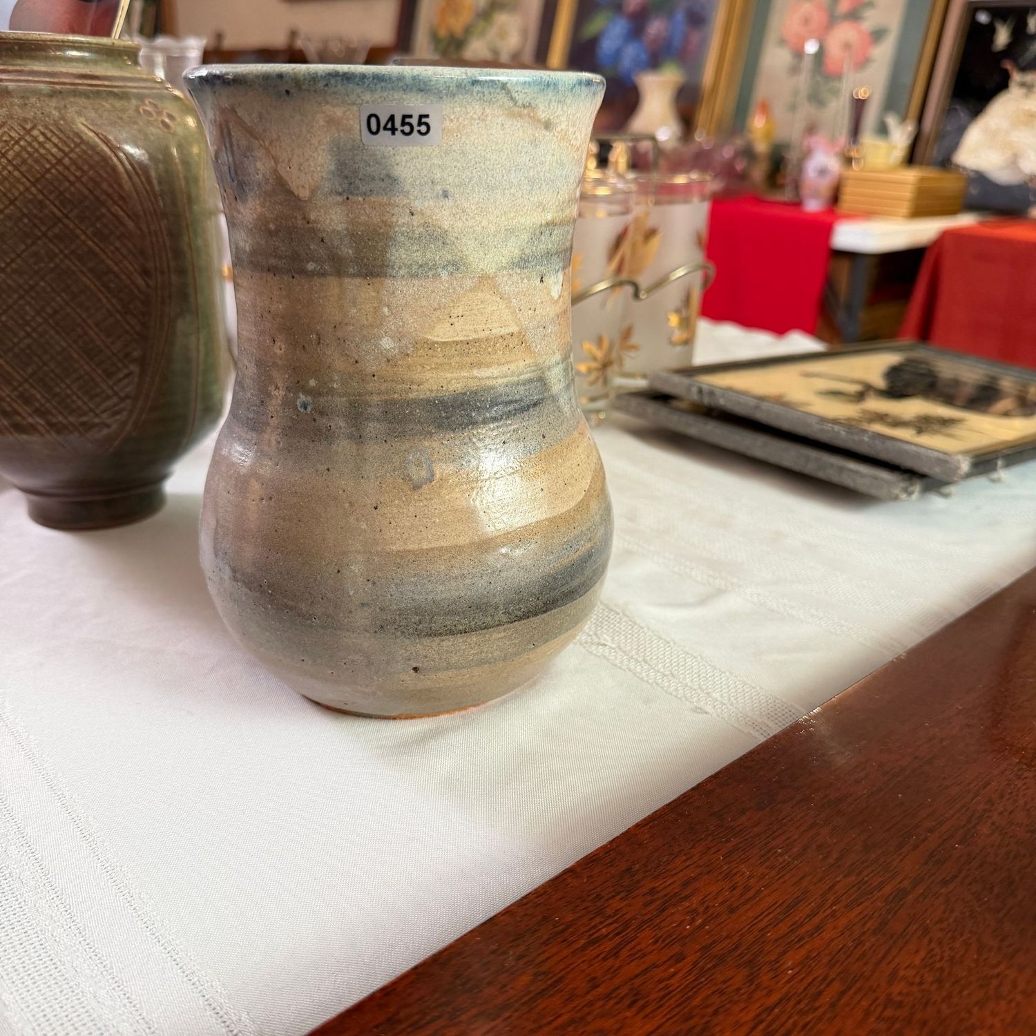 Grey and tan pottery vase, 7'H, S0455 Grey and tan pottery vase, 7'H, S0455