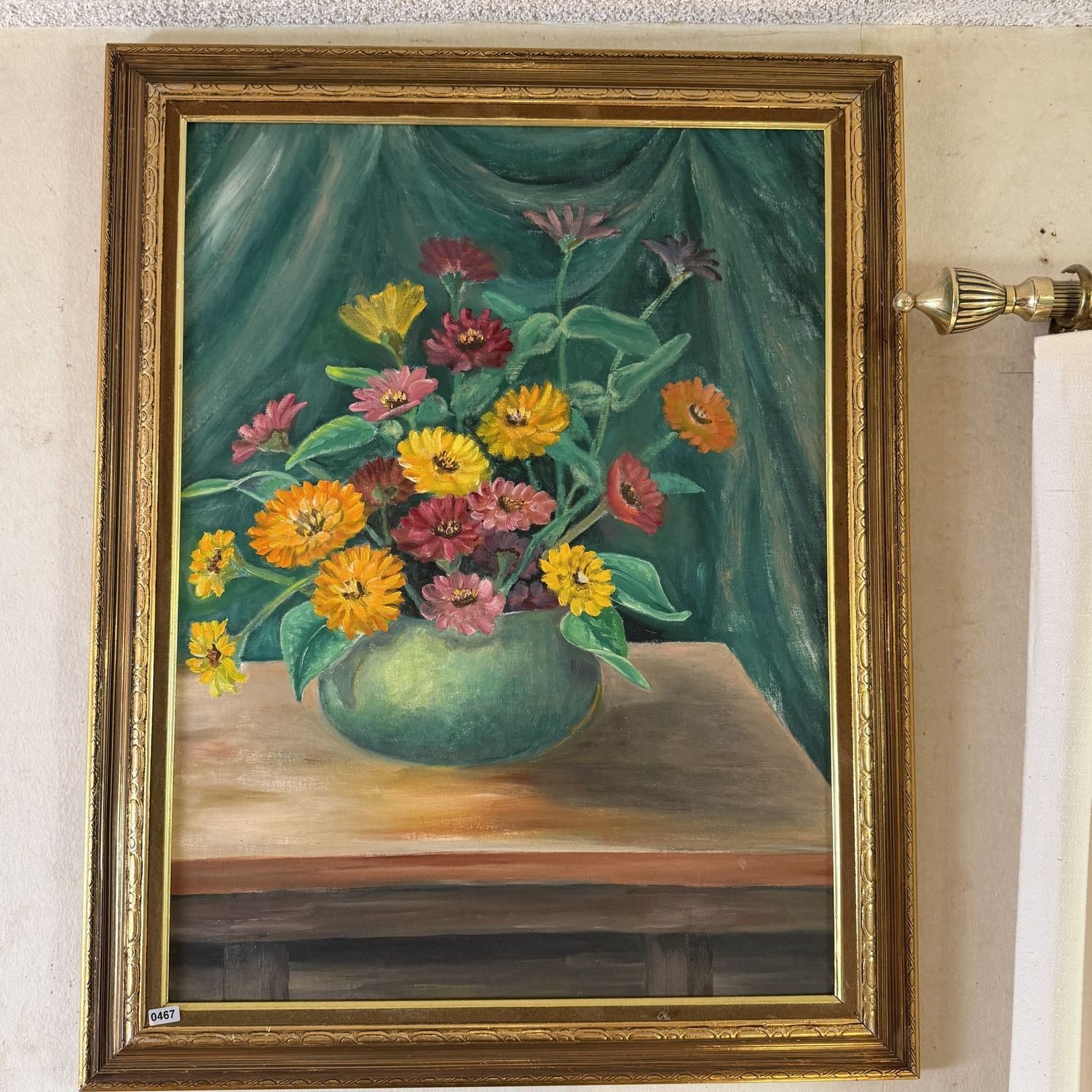 Large colorful floral still life painting on canvas by A. Melton, 29" x 22", S0467