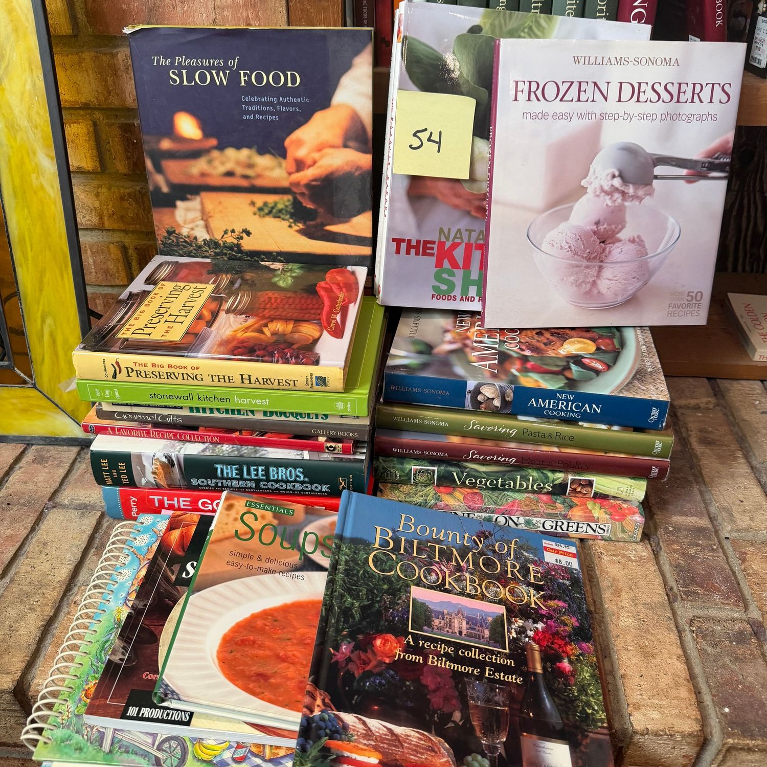Box Lot (Packed - approx. 30 lbs. in box) cookbooks, 54, Biltmore, Southern Cookbook, Frozen Desserts, New American Cooking Box Lot (Packed - approx. 30 lbs. in box) cookbooks, 54, Biltmore, Southern Cookbook, Frozen Desserts, New American Cooking
