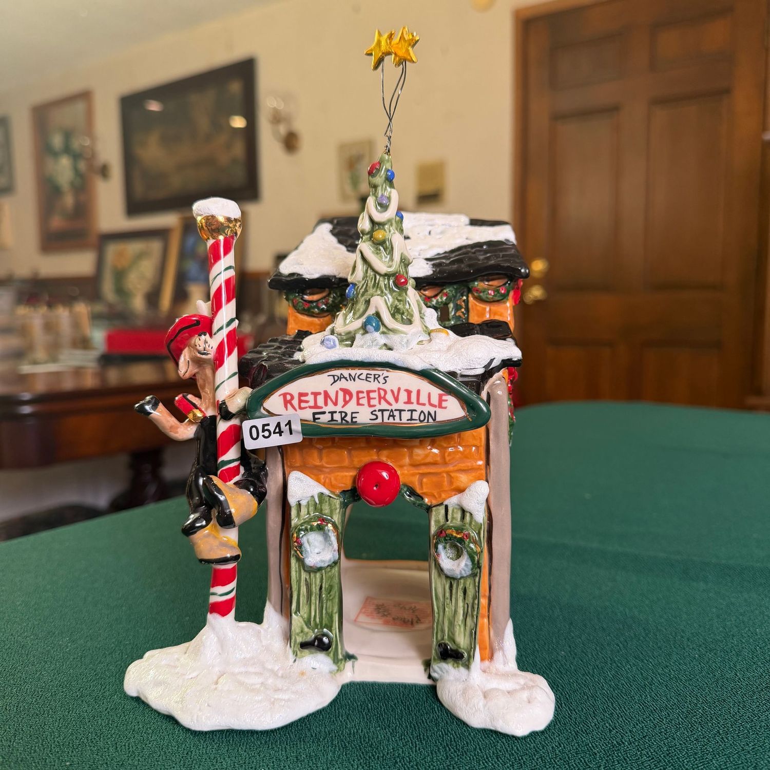 Blue Sky Clayworks Dancer's Reindeerville Fire Station, 8"H, S0541