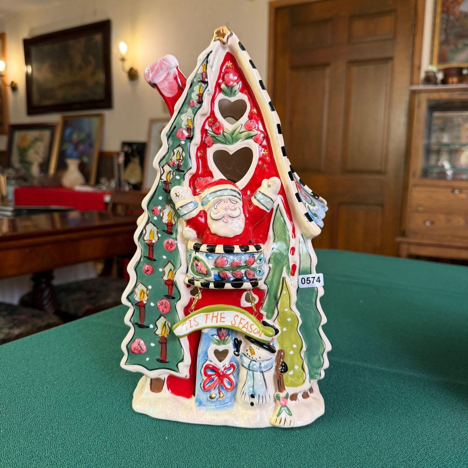 Blue Sky Clayworks Tis the Season Santa Christmas House, 12 Blue Sky Clayworks Tis the Season Santa Christmas House, 12"H, S0574