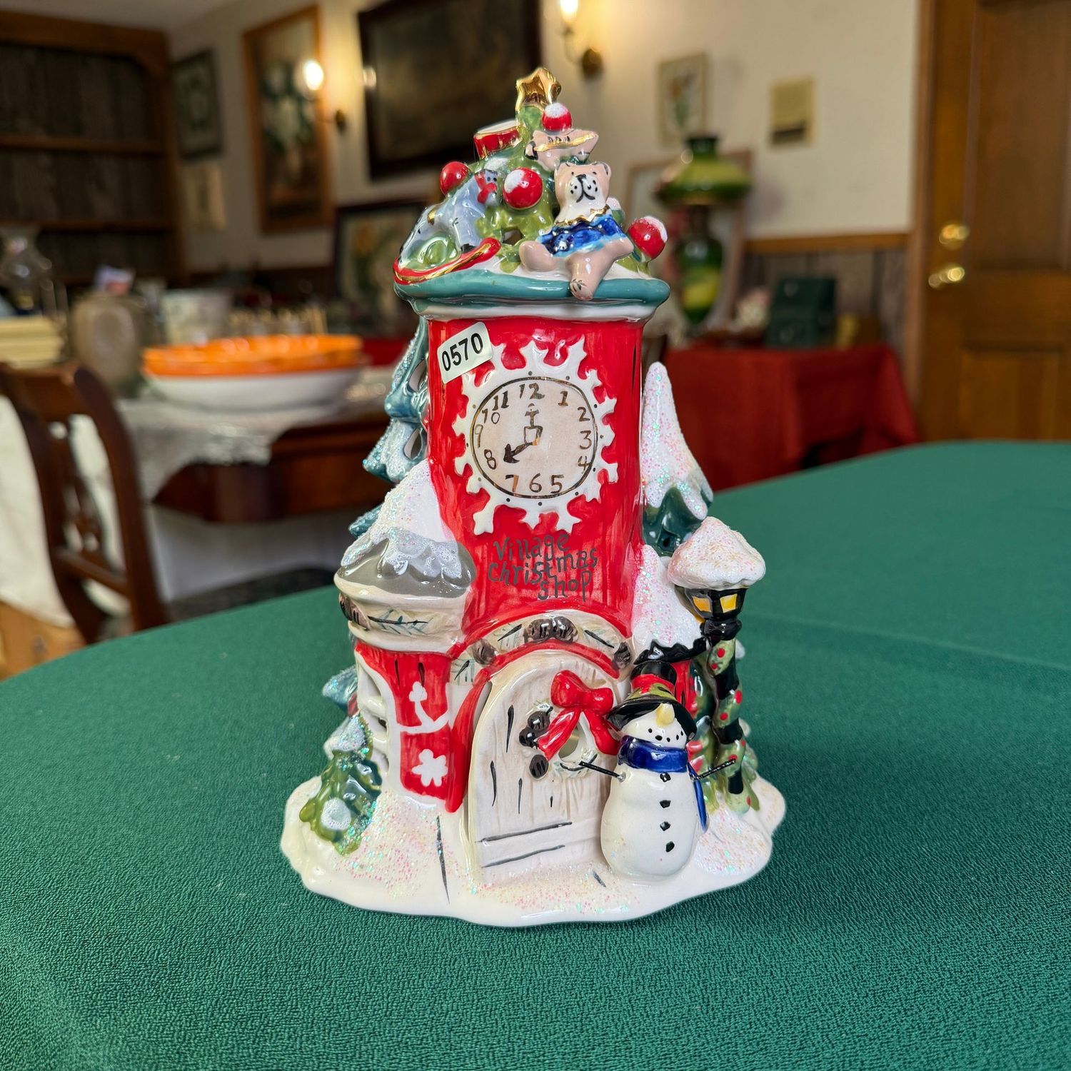 Blue Sky Clayworks Village Christmas Shop, tip of bear's foot has been glued, 8.5"H, S0570