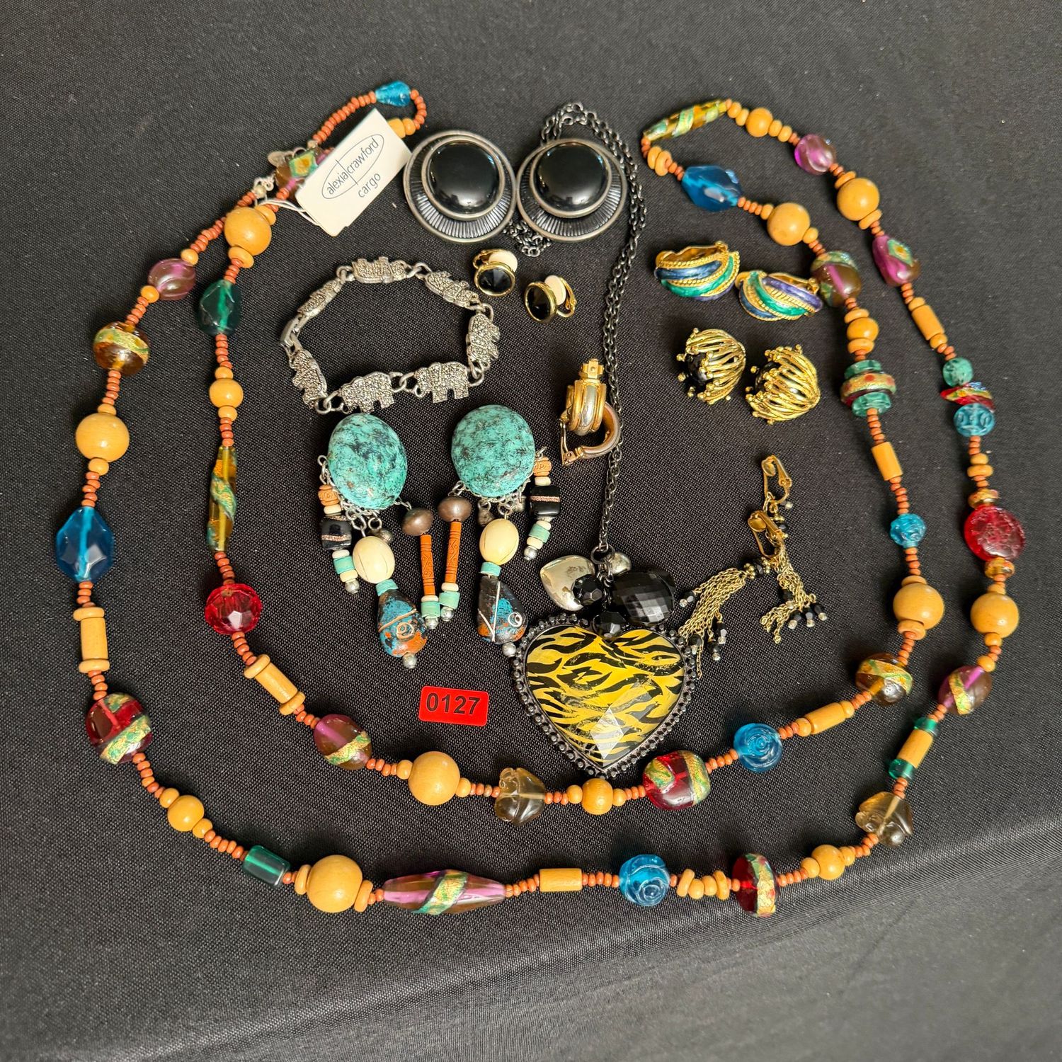 Jewelry Lot R0127, Alexia Crawford beaded necklace, bracelet, variety of clip-on earrings Jewelry Lot R0127, Alexia Crawford beaded necklace, bracelet, variety of clip-on earrings