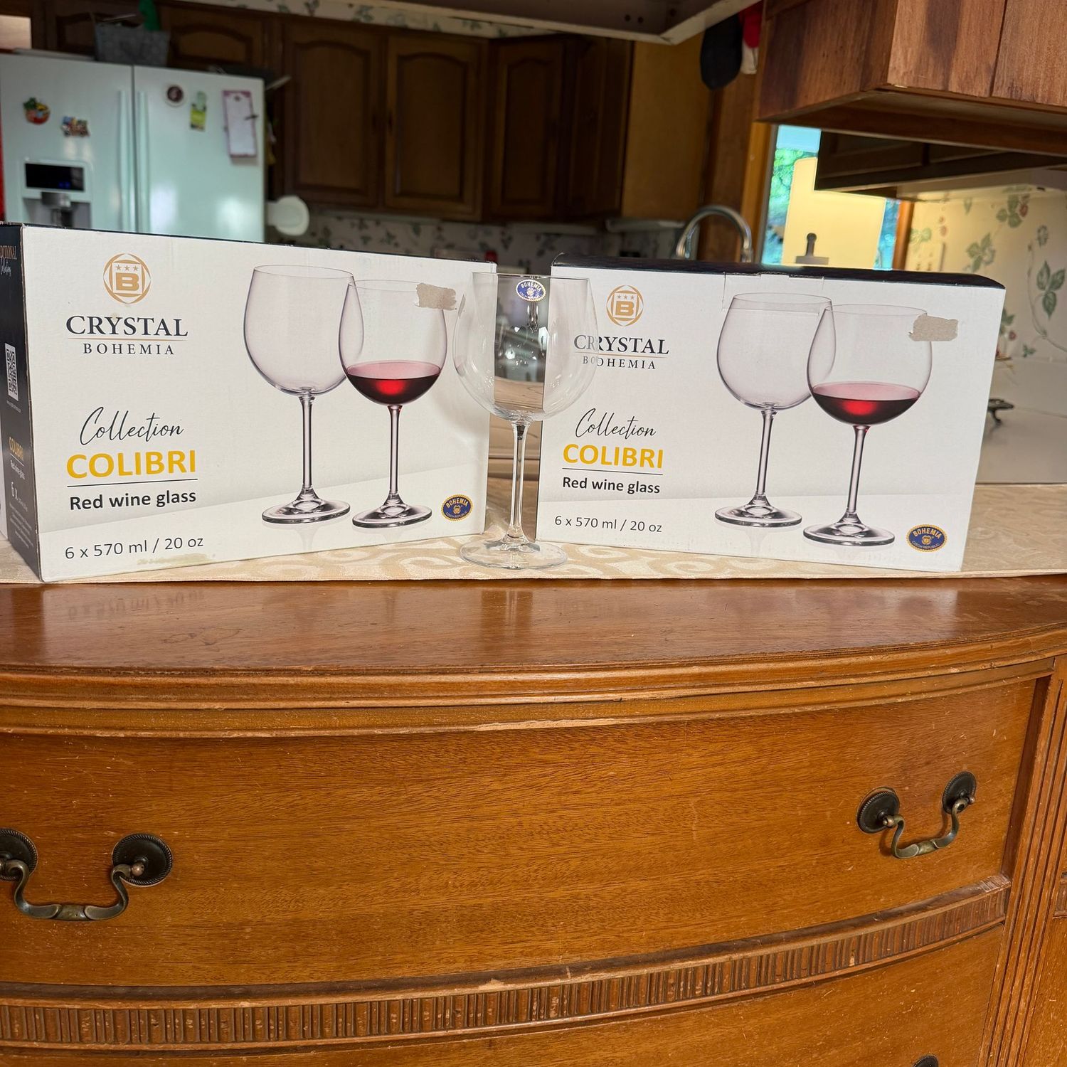 Crystal Bohemia  12 Colibri red wine glasses, 20 oz, in boxes, S0726