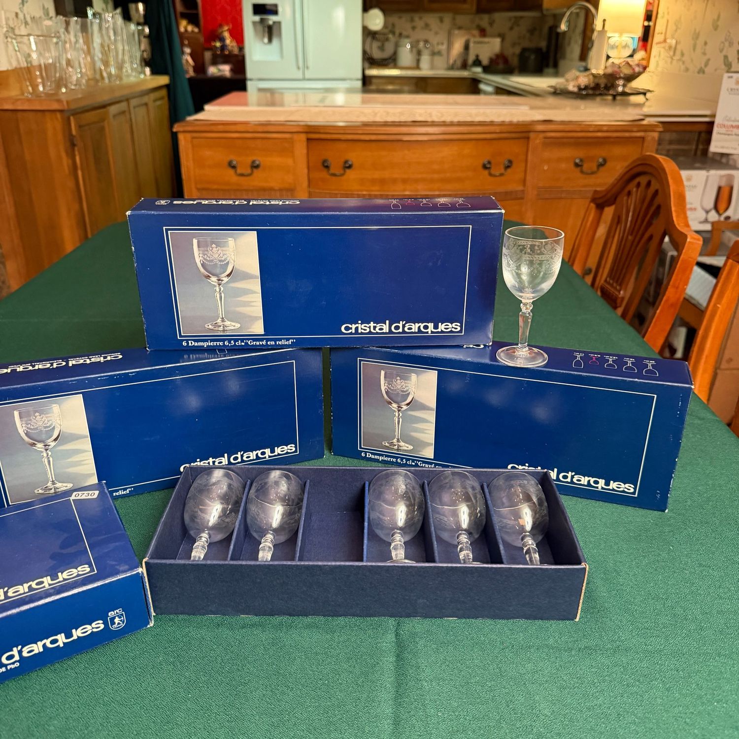 Three boxes of Crystal D'Arques sherry glasses, 18 total, S0730 Three boxes of Crystal D'Arques sherry glasses, 18 total, S0730