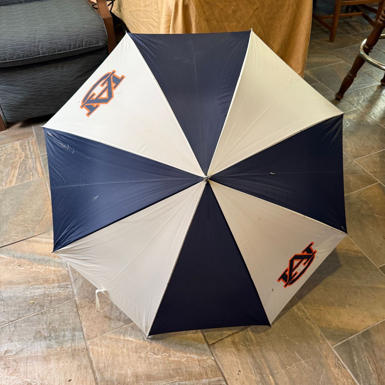 Auburn University umbrella, mild wear, wood handle, 38 Auburn University umbrella, mild wear, wood handle, 38", S0753